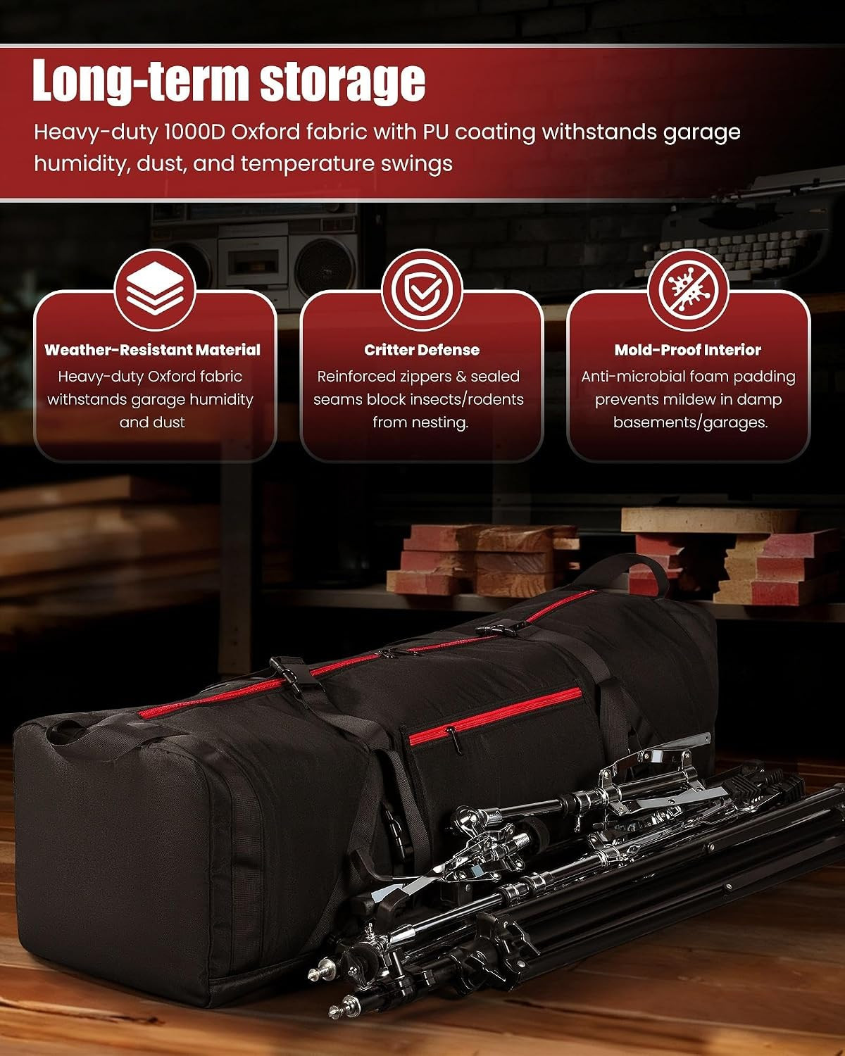 40" Heavy Duty Drum Hardware Bag - Protective Lightweight Drum Hardware Case for