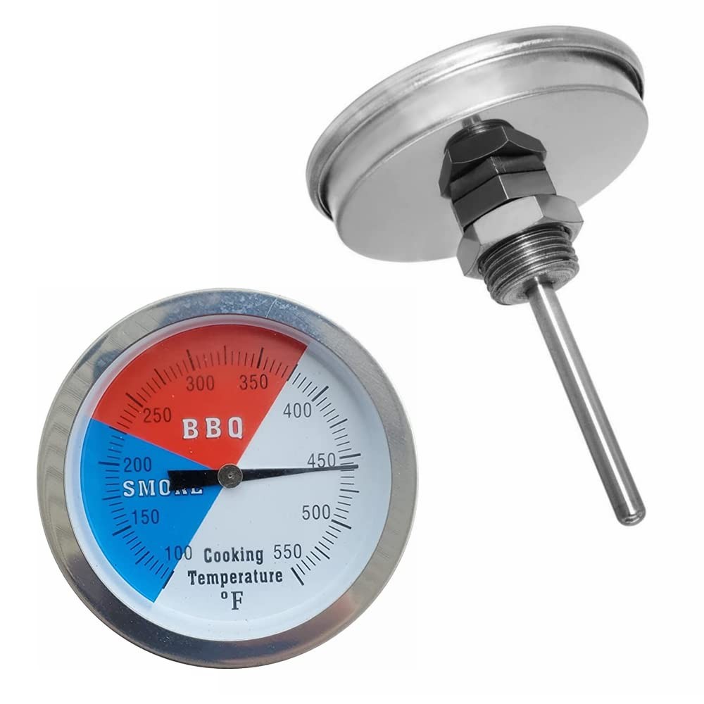 2 Pack BBQ Grill Temperature Gauge, 3 inch Dial Face Blue, Red, Silver, White