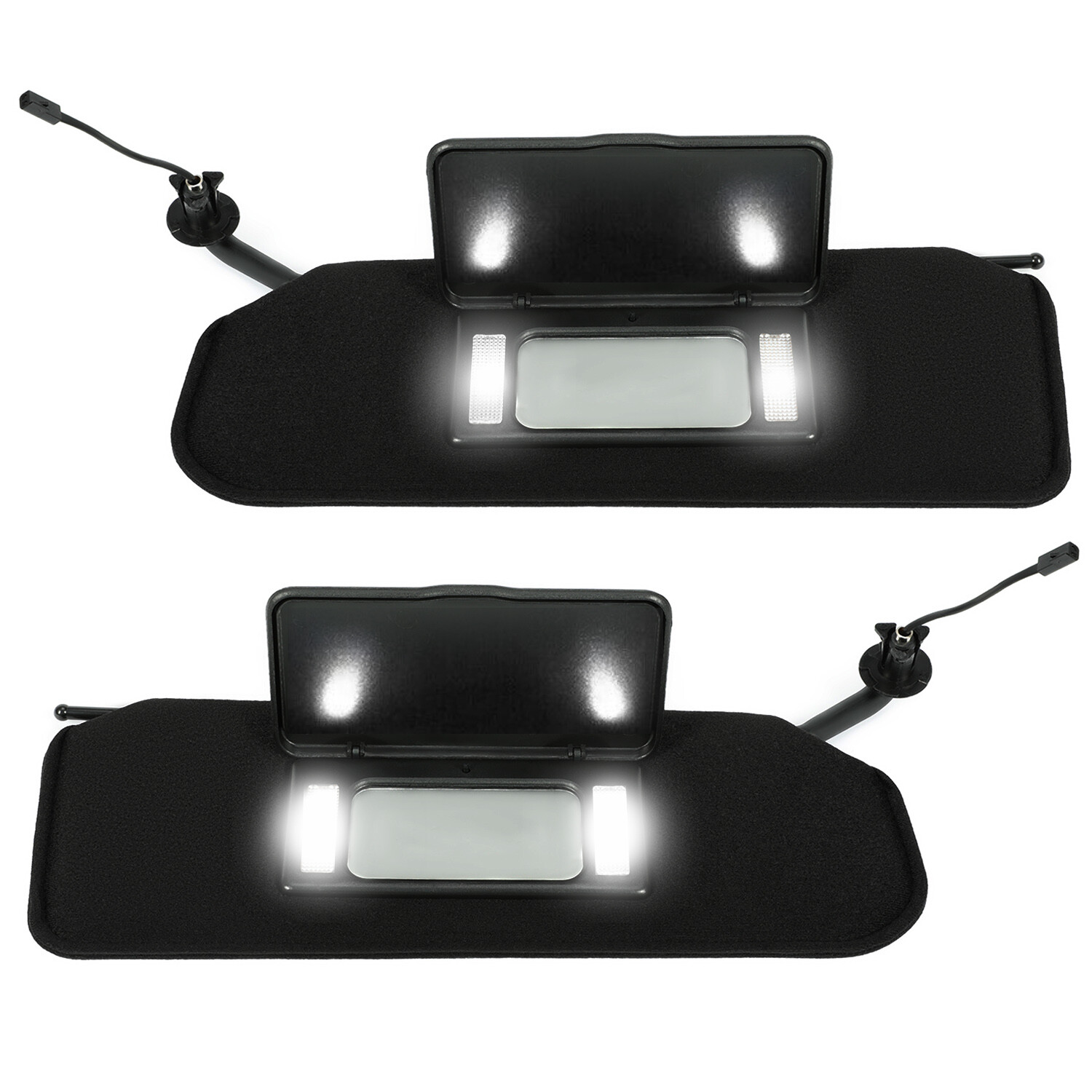 LH & RH Sun Visor For 1997-04 Chevy Corvette C5 Black Replace 10442033 10442034