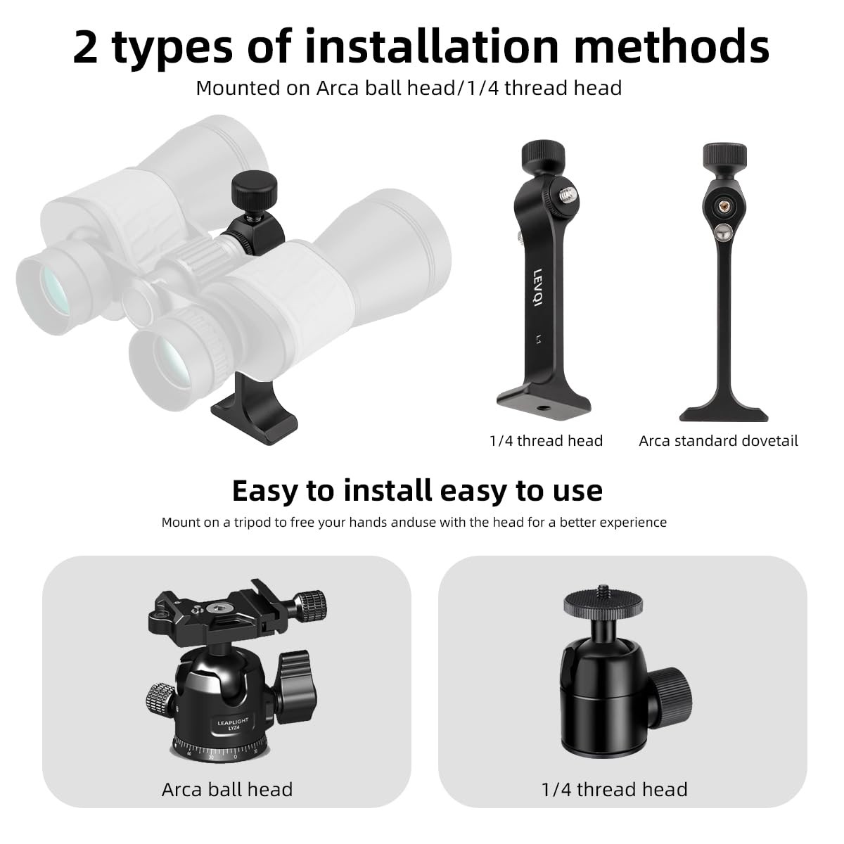 Binocular Tripod Mount Adapter With Quick Release Button 1/4 Inch Black