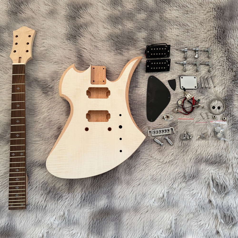 Unfinished Mockingbird Electric Guitar Kit Flamed Maple Top All Hardware Include