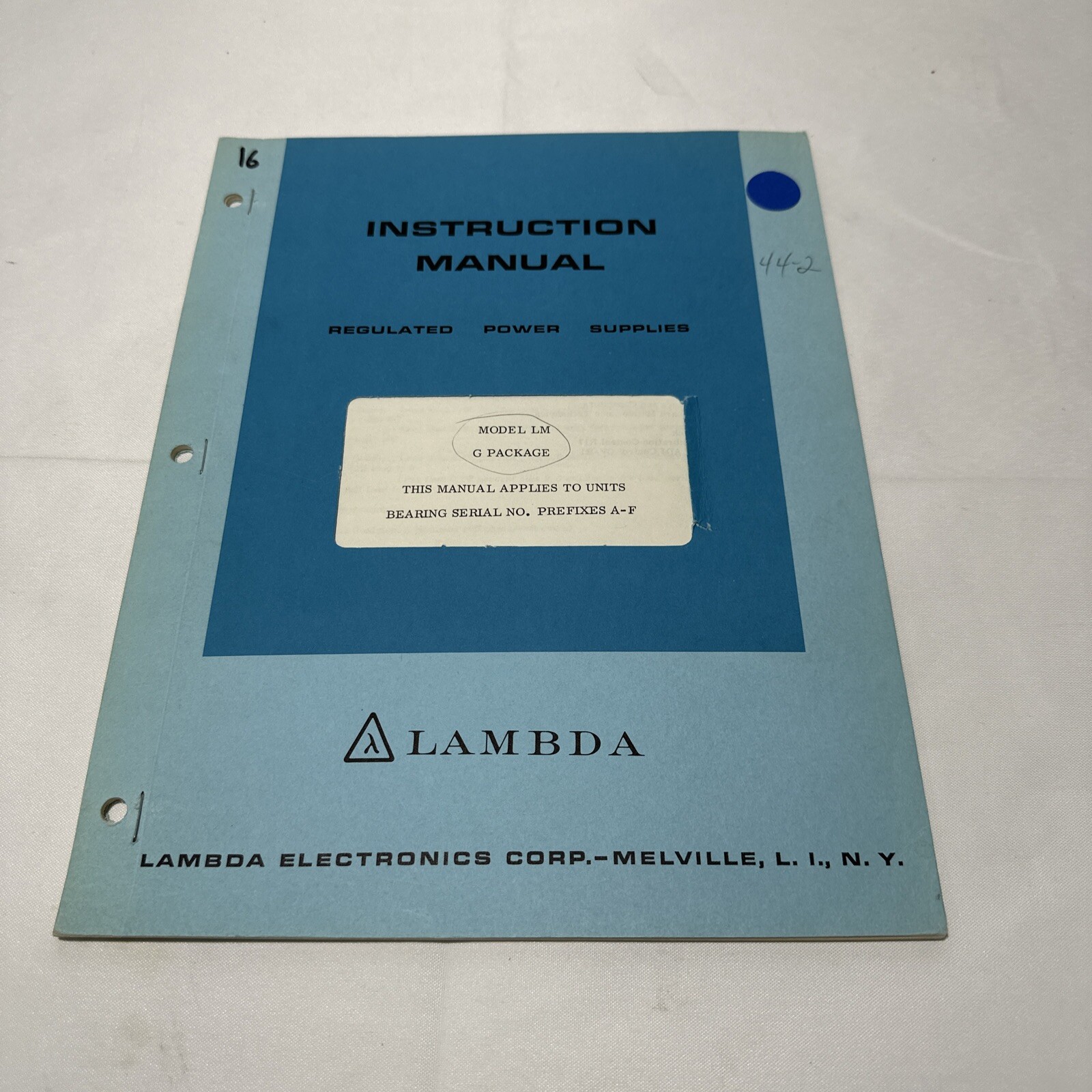 Lambda LM G Package Regulated Power Supplies Instruction Manual Prefixes A-F