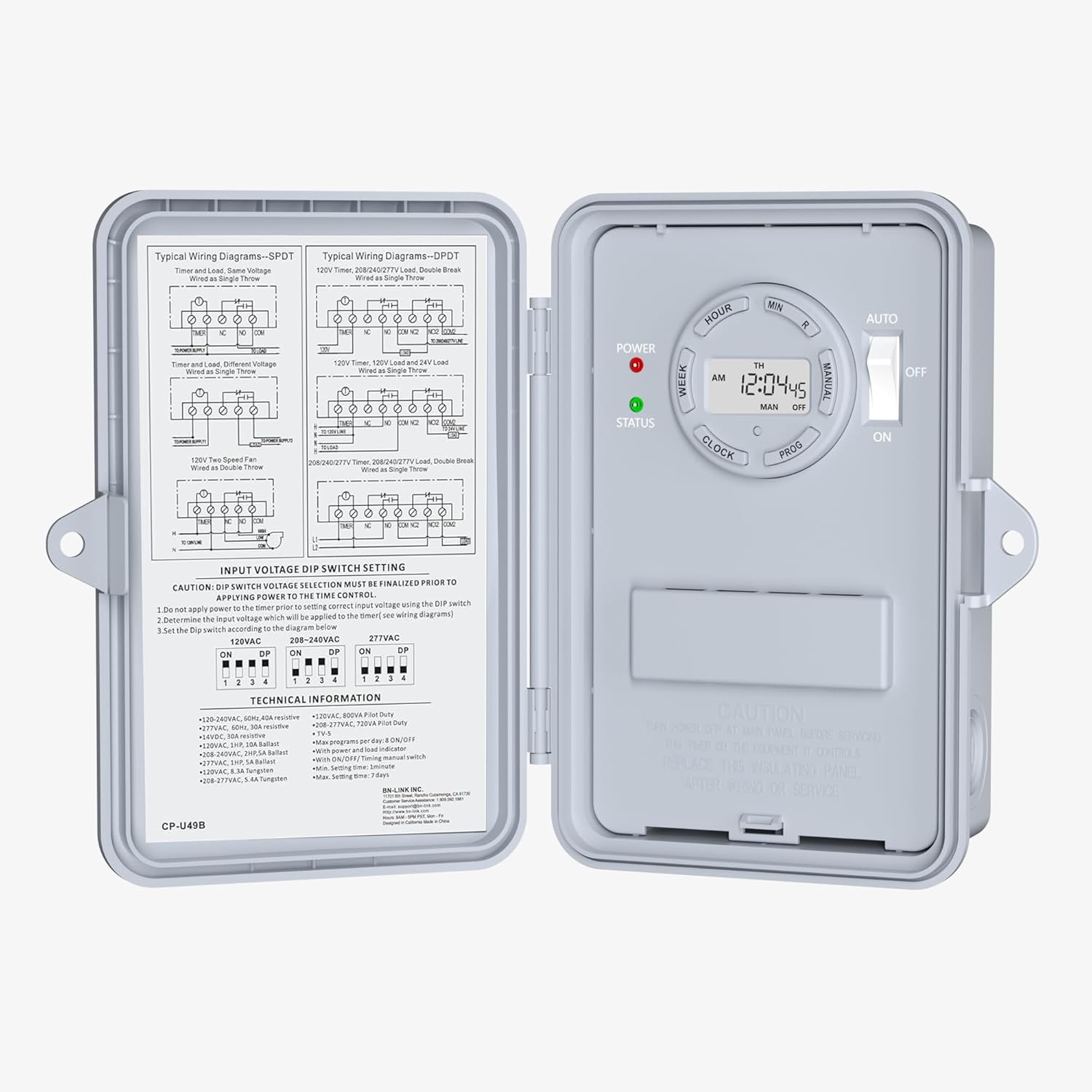 BN-LINK Pool Pump Timer Outdoor Digital Timer Box, Heavy Duty 7 Day Programmable