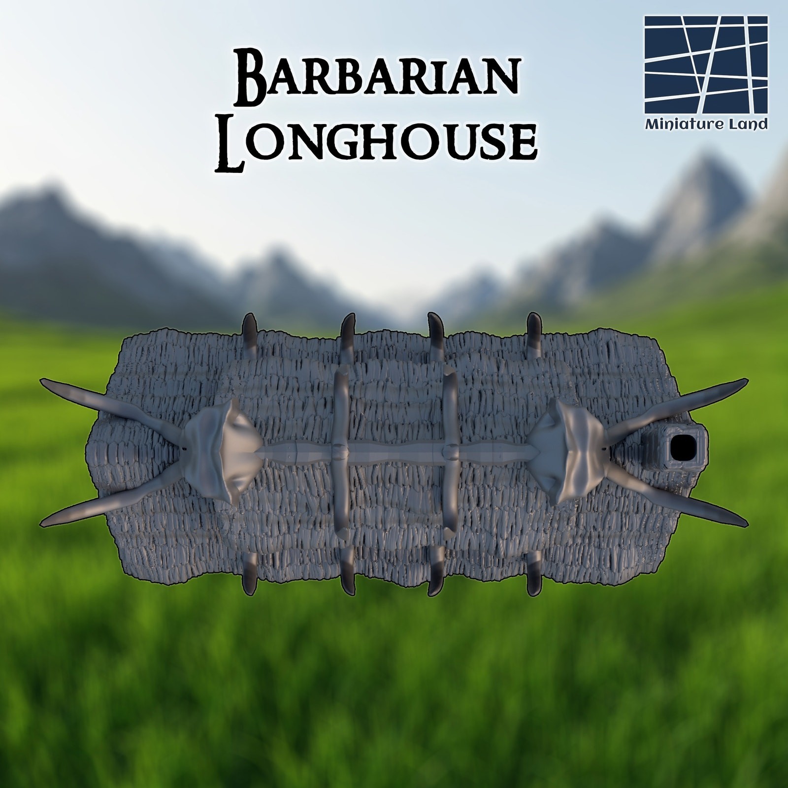Barbarian Longhouse DND, Wargames Tabletop Terrain 28mm
