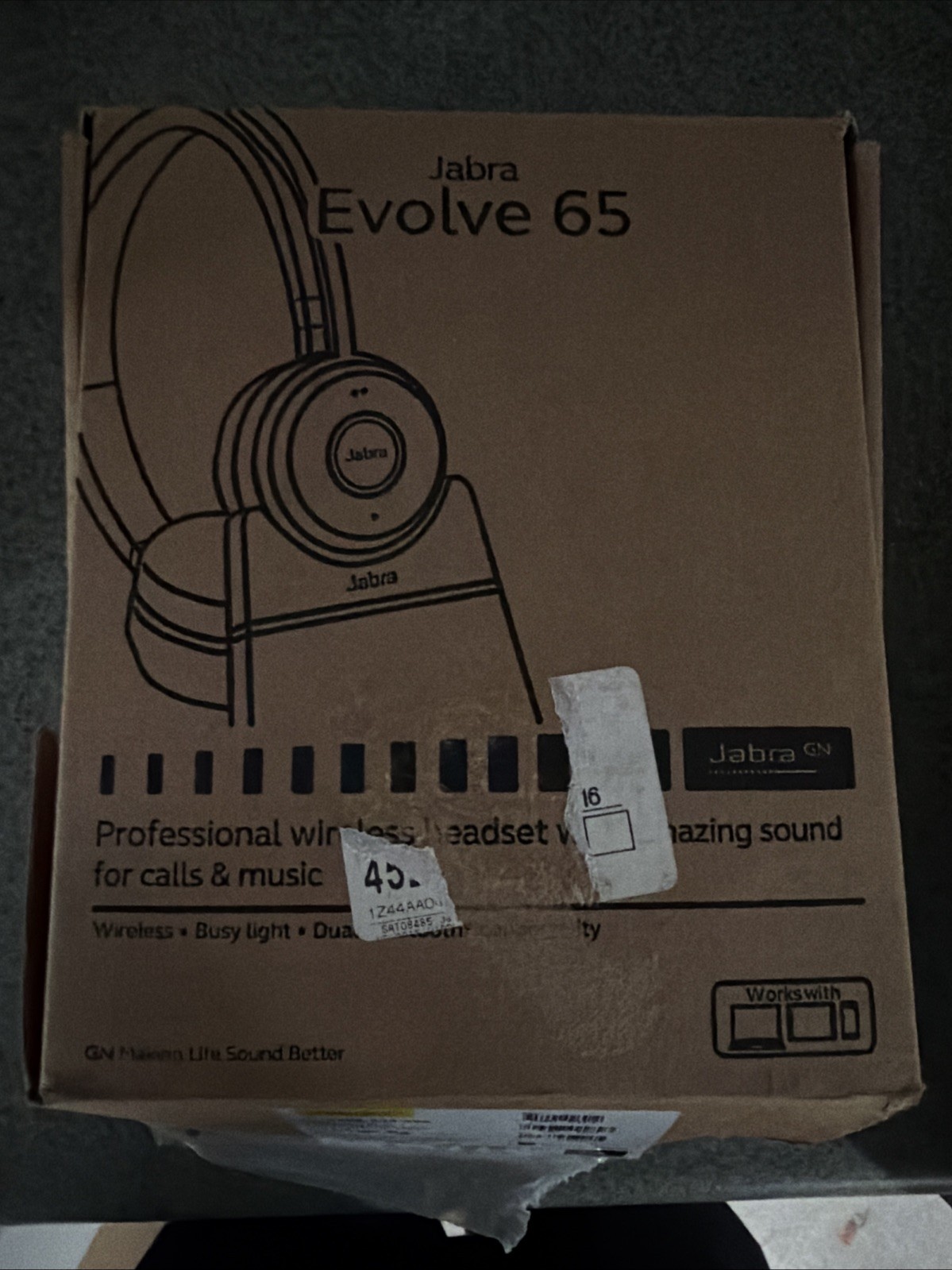 Jabra Evolve 65 SE Link380a MS Stereo Sound Wireless Headset New Open Box