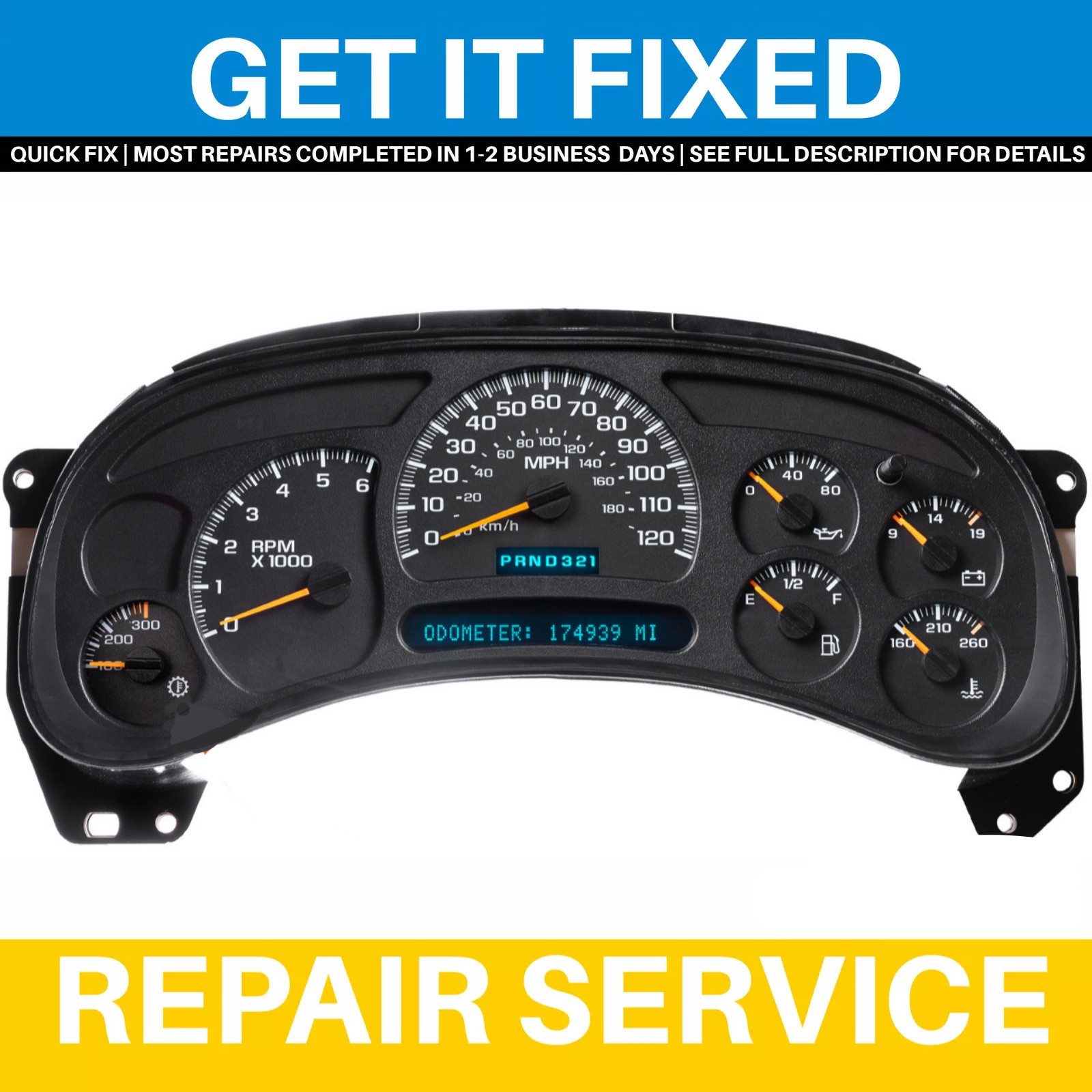 2003-07 Chevrolet Silverado Instrument Panel Cluster Repair Service