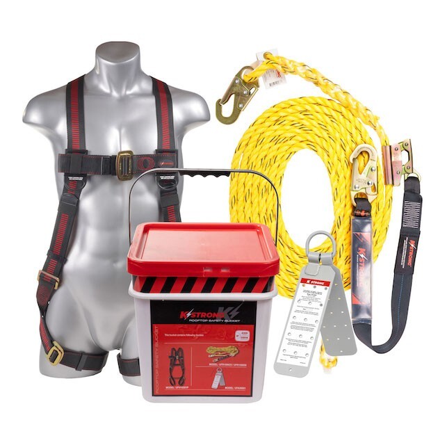 KStrong® 25 ft. Roofers Kit with Harness, rope grab assembly,  roof anchor L/XL