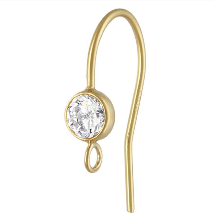 14K Gold Filled Ear Wires 2pcs | 4mm AAA CZ Bezel Hooks for Jewelry Making USA