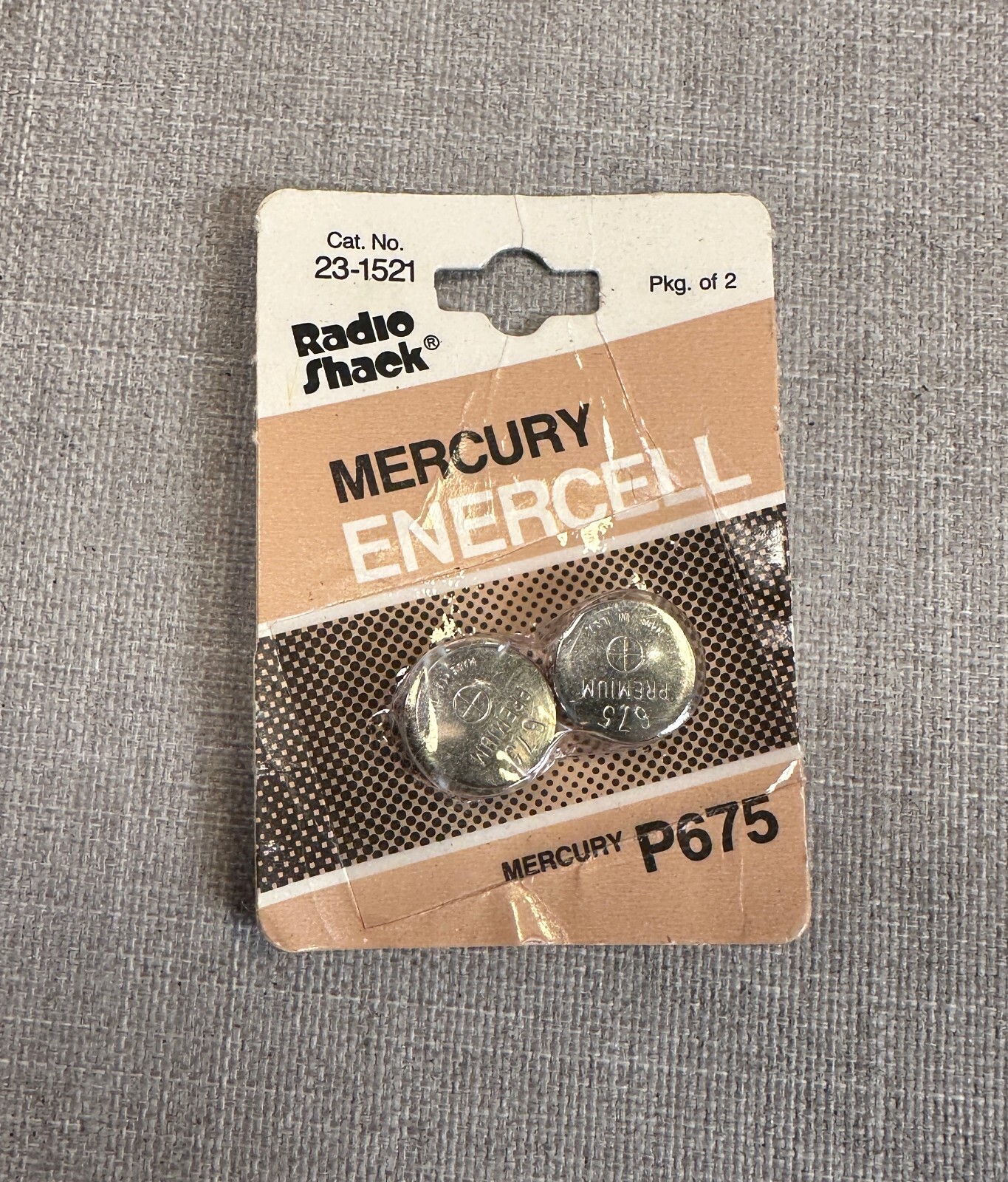 2-Vintage Mercury Batteries Radio Shack Enercell P675 - 23-1521 - Not quite dead