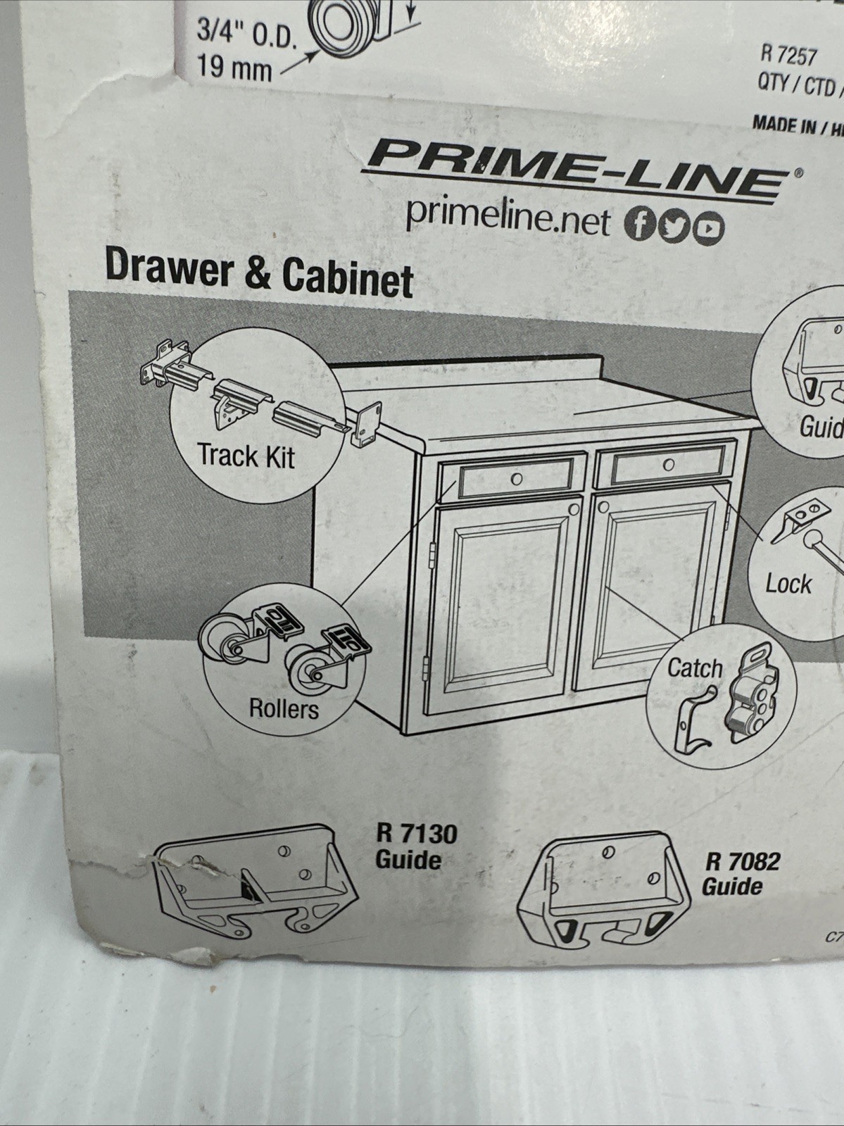 Prime-Line Products R 7257 Drawer Track Center Roller(two Per Pack) Replacement