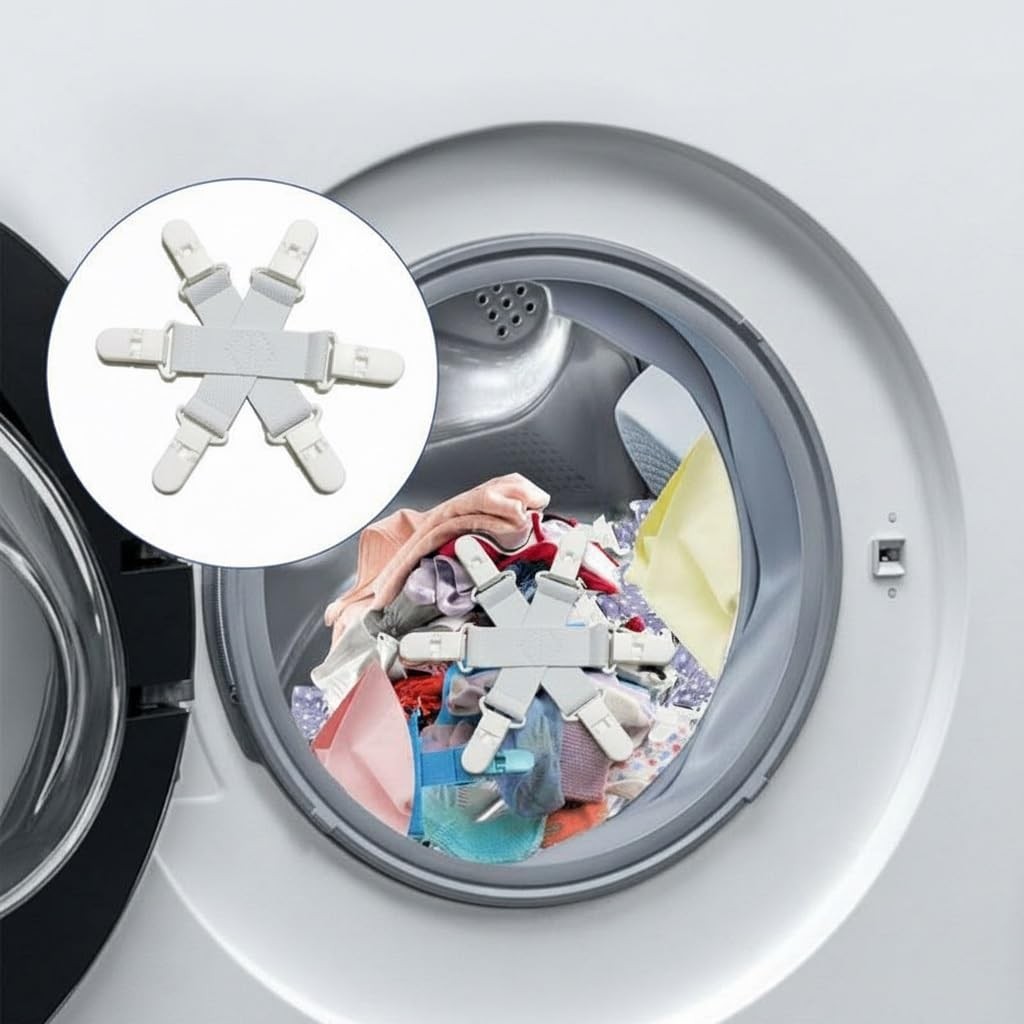 3 Pack Bed Detangler with 6 Clips, Laundry Tangle Preventer for Washer & Drye...
