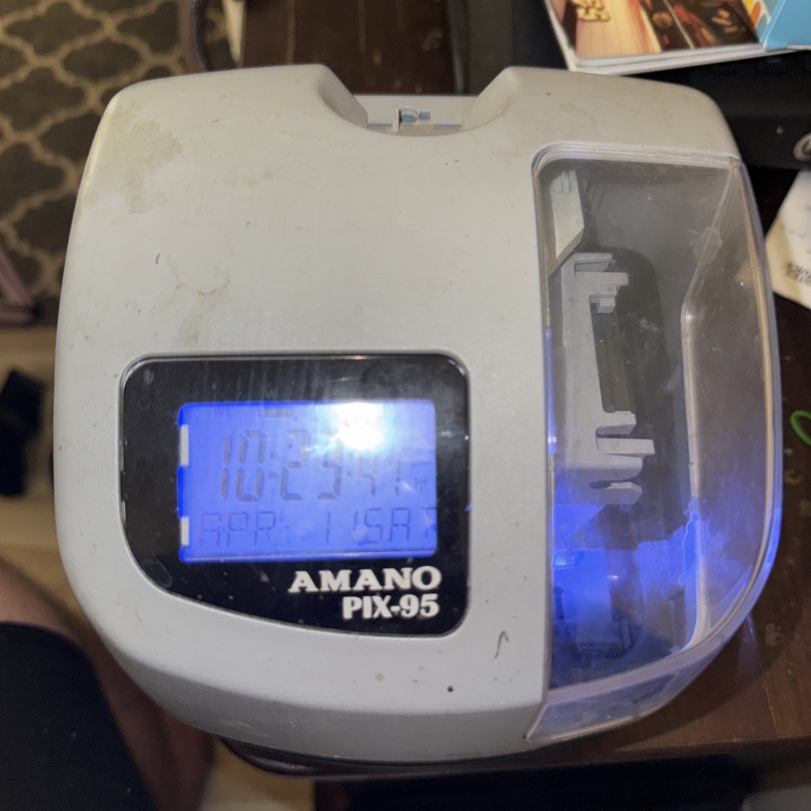 Amano PIX-95 Digital LCD Electronic Time Punch Clock In & Date Stamp