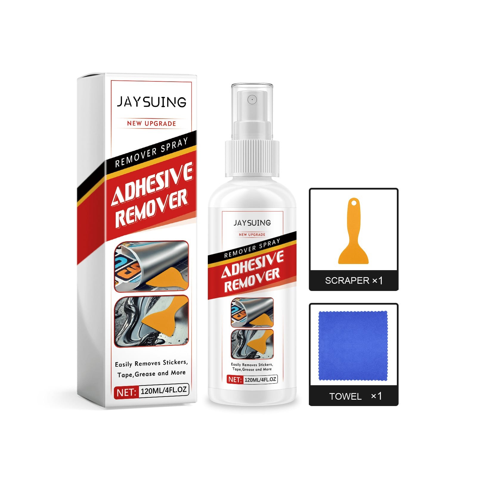 Adhesive Remover Surface-Safe Glue Remover with Plastic Scraper for Easy Removal