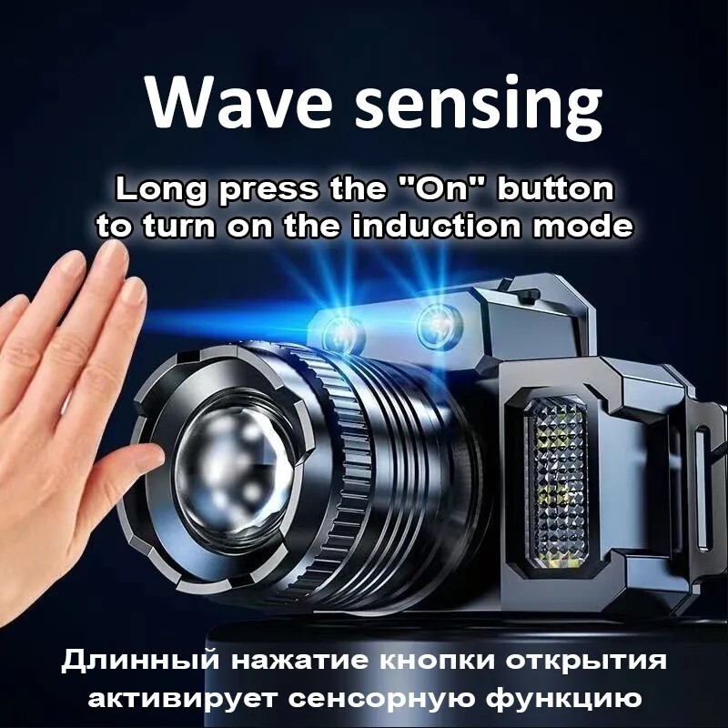 Super Bright LED Headlamp Flashlight USB Rechargeable Headlight Waterproof Lamp