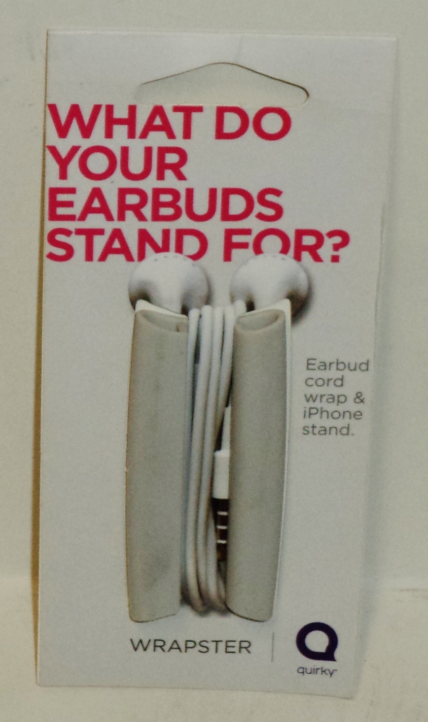 1 Set Of Quirky Wrapster Earbud Cord Wrap & iPhone Stand WHITE