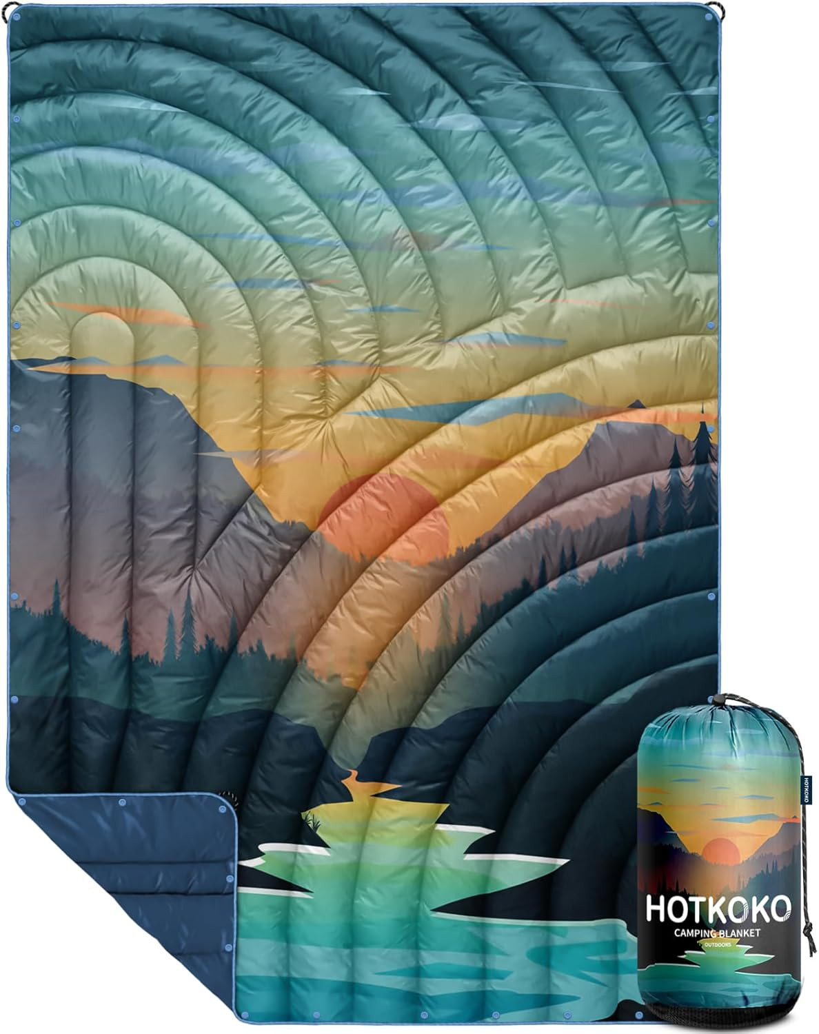 Camping Blanket,Lightweight Puffy Printed Camping Blanket Packable Outdoor Blank