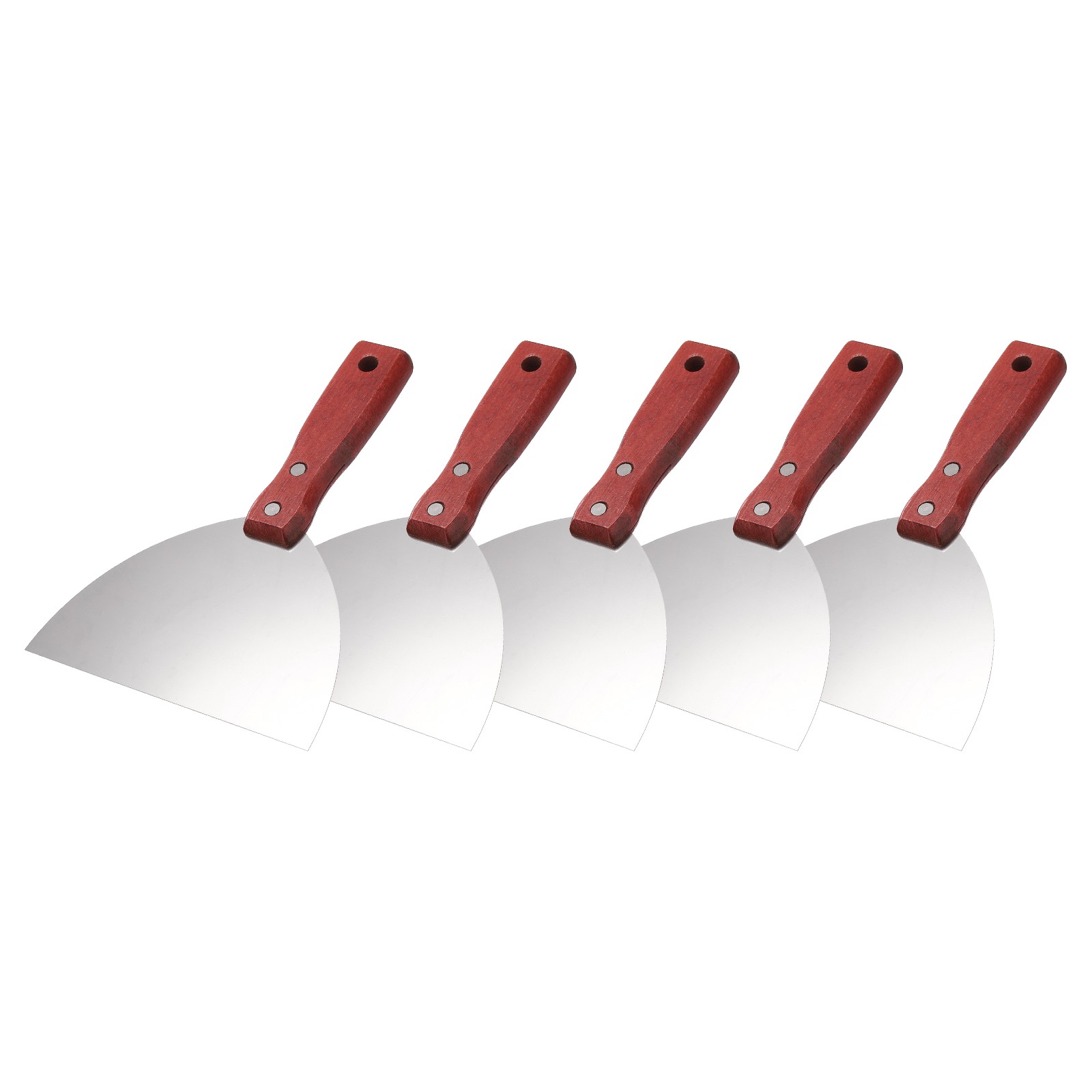5Pcs 6" Putty Knife Wooden Handle Stainless Steel Taping Knife, Red Wood(150mm)