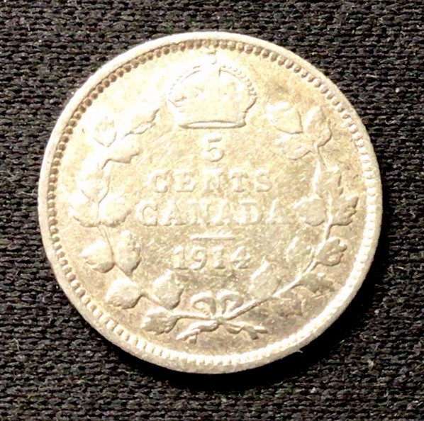 1914 Canada Silver! 5 Cents! ENN Coins