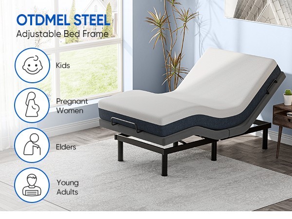 Upgraded Power Base Adjustable Bed Frame Wireless Remote Dual Motor Twin XL
