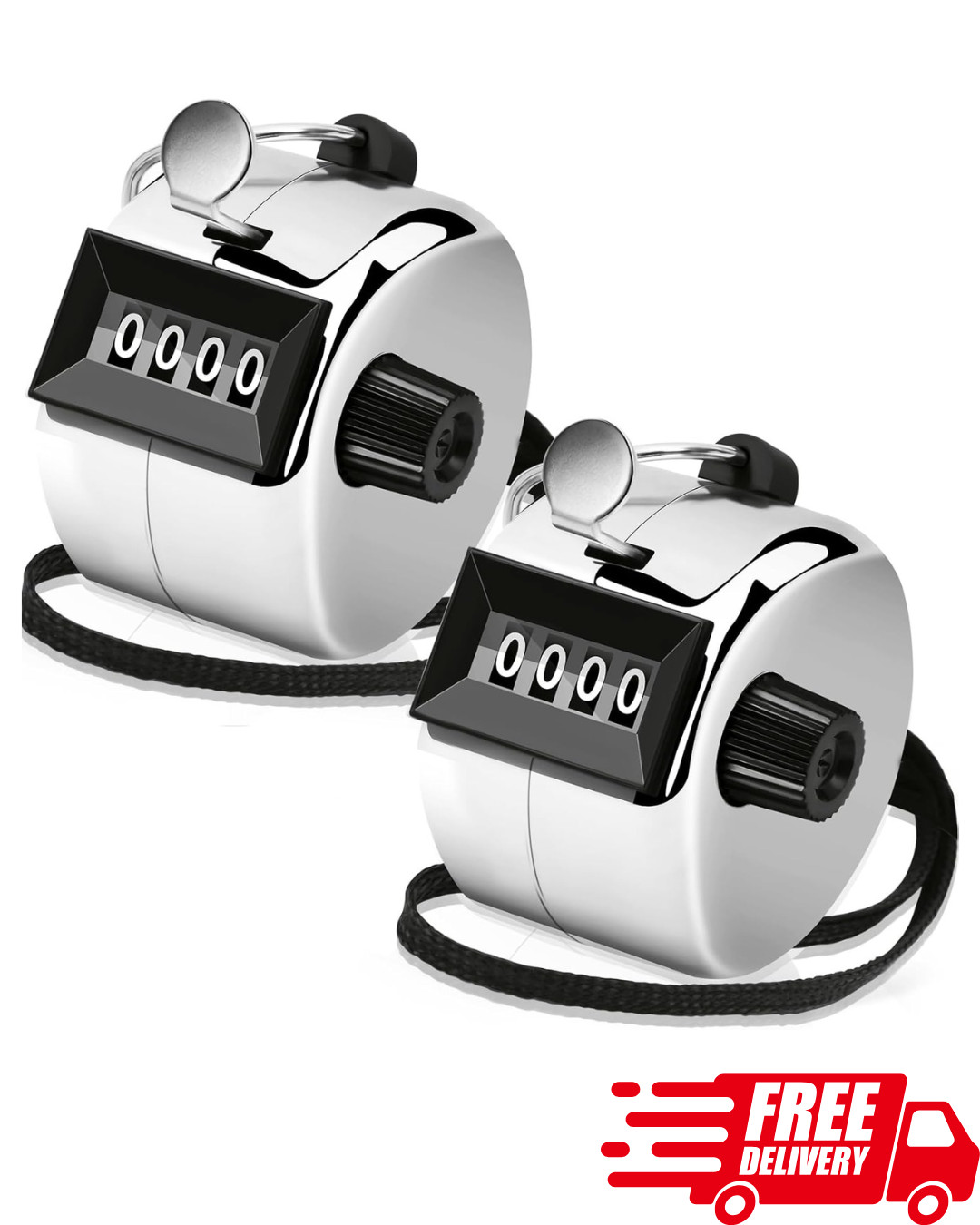 2 Pack Mechanical Clicker Counter 4-Digit Metal Tally Hand Click Counter Tool