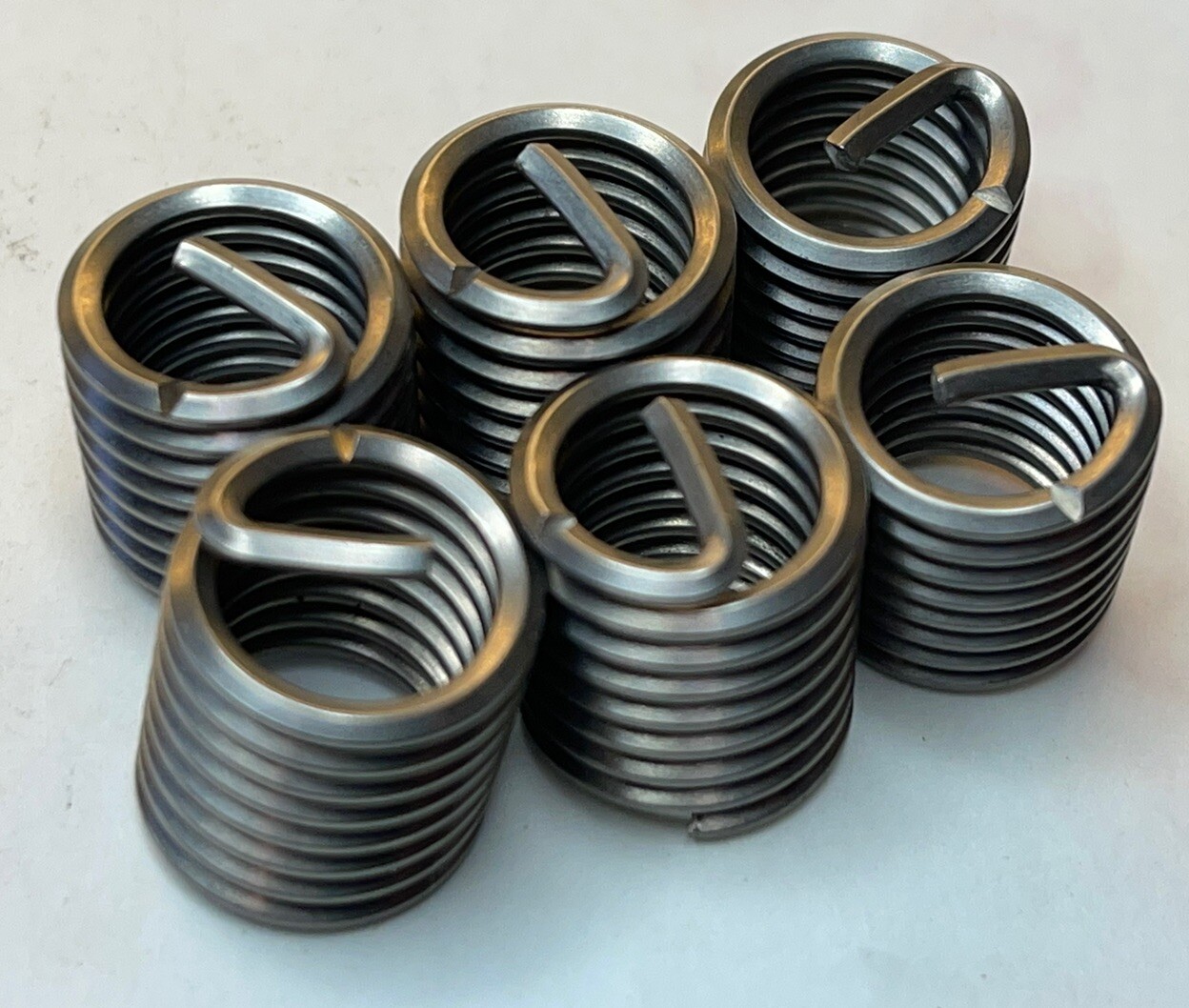 6 Threaded Inserts, 18-8 Stainless Steel, Helical, 1/2-13 Intnl. 5/8”L (24M239)