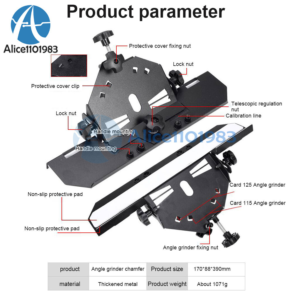 Angle Grinder Chamfer Bracket Screw Installation Multifunctional 45° Chamferer
