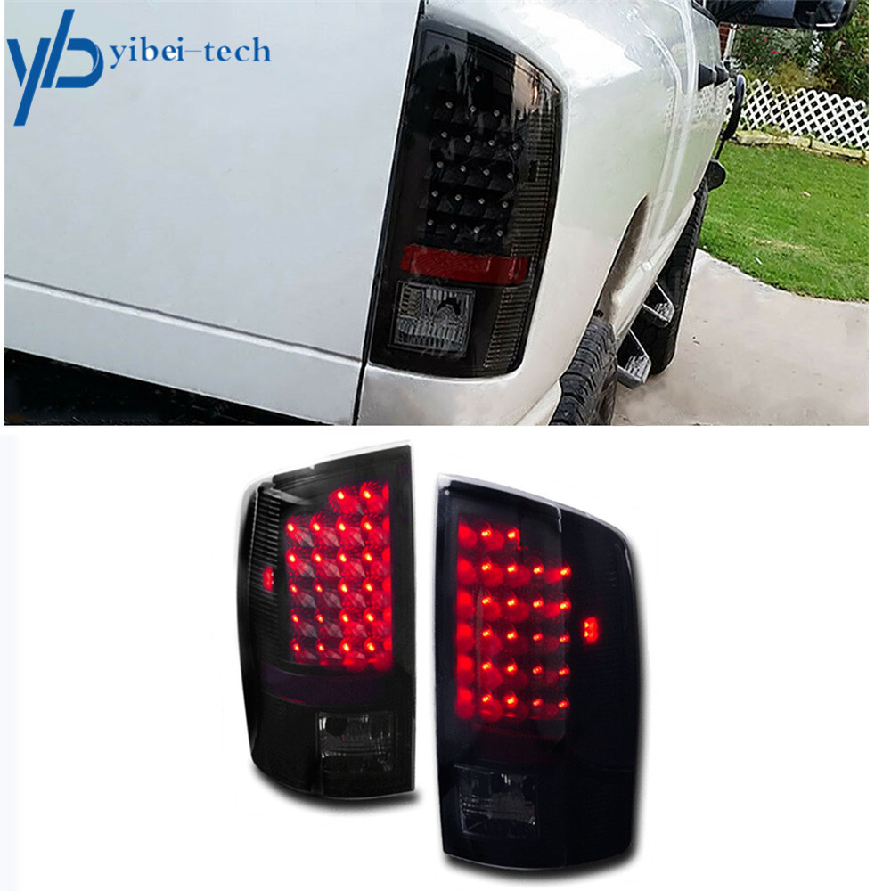 For 2002-2006 Dodge Ram 1500 2500 3500 LED Black Tail Lights Brake Lamps Pair