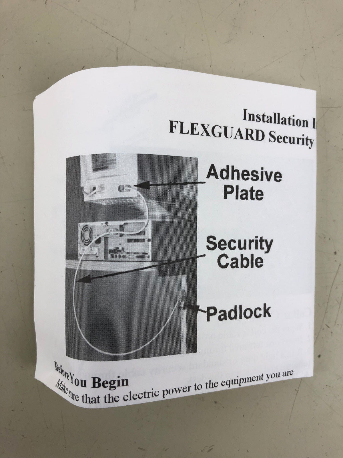 Flexguard LK22B Cable Lock for desktop computers, laptops, tablets, projectors