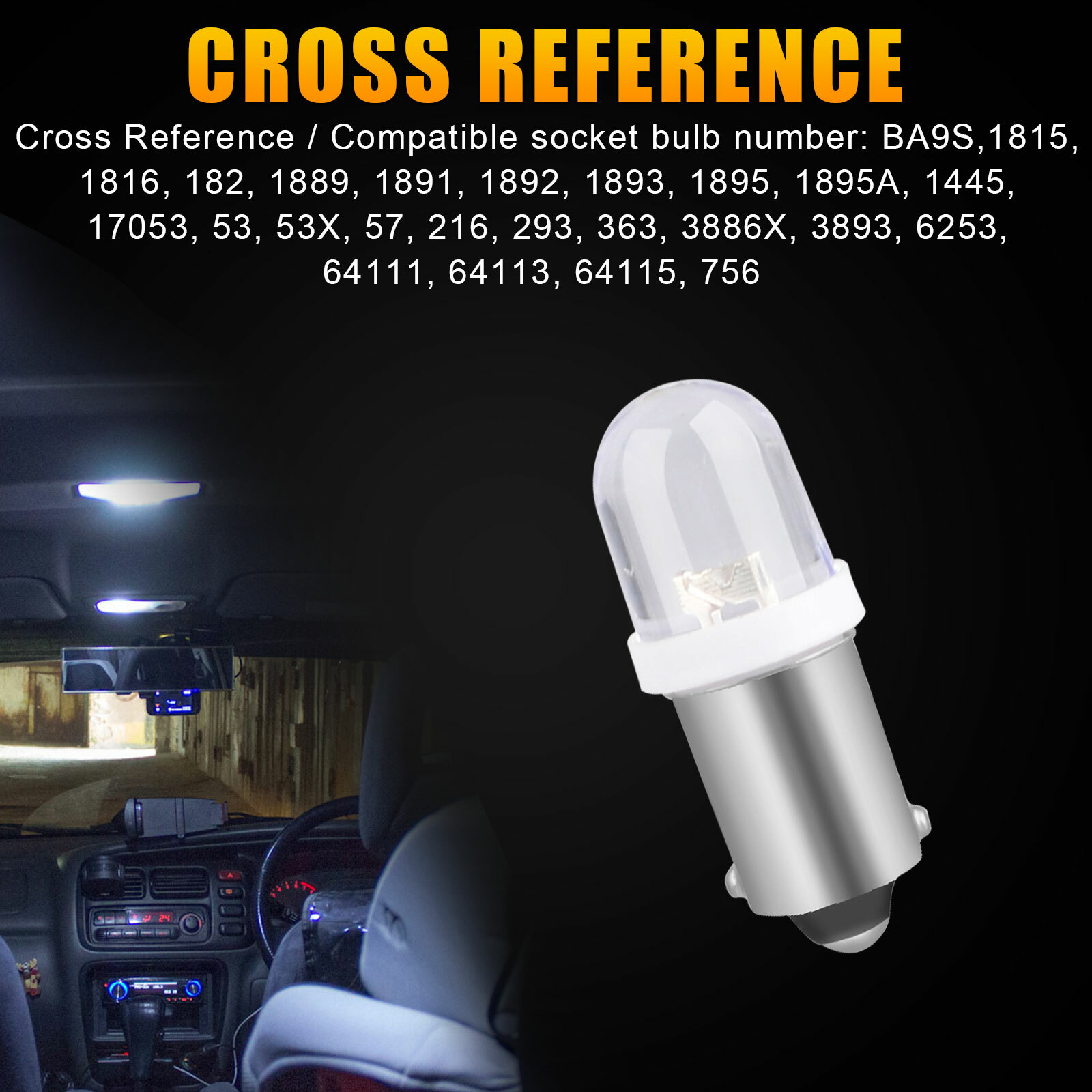20PCS BA9S LED Interior Dome Instrument Panel Dash Gauge Light Bulbs 6000K White