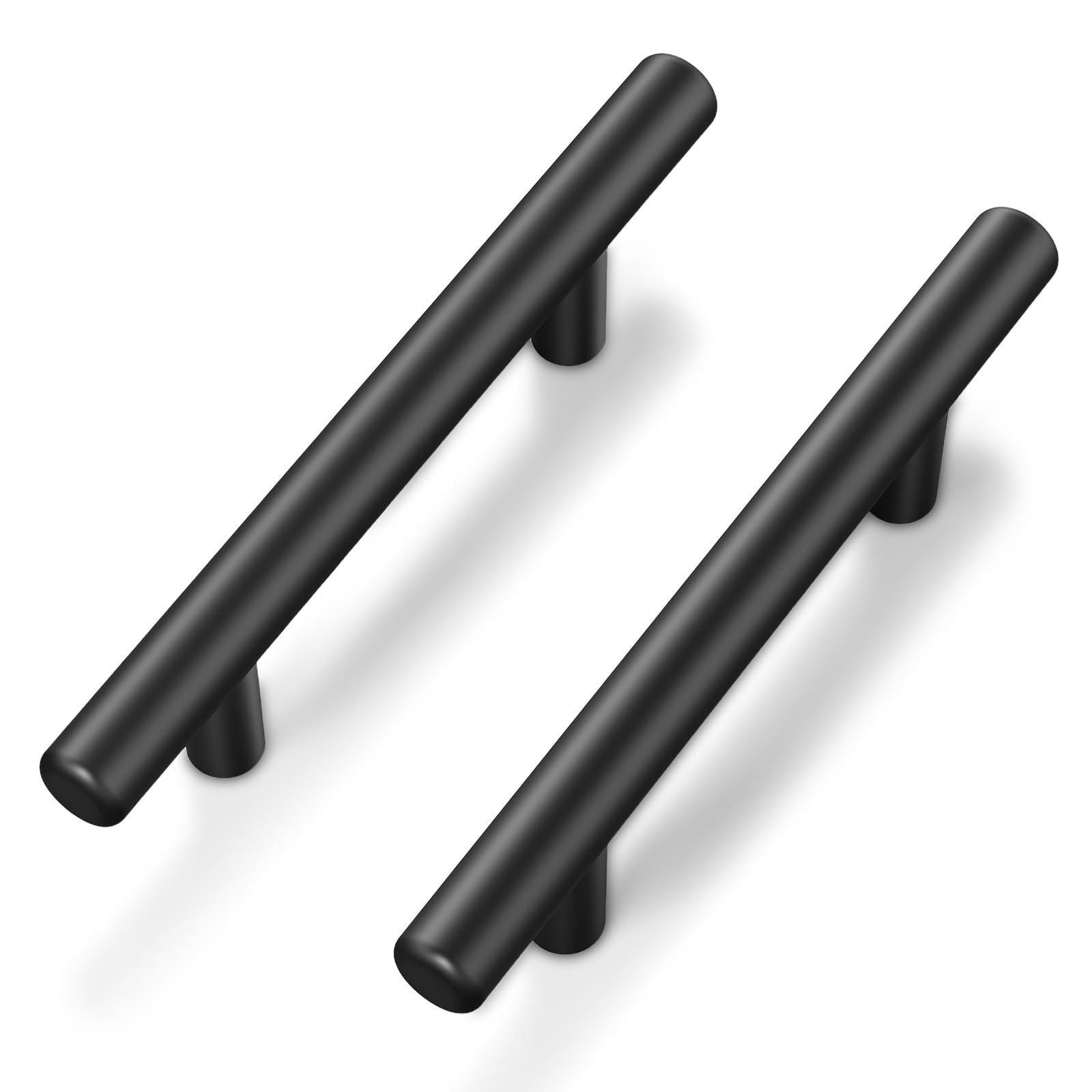 60Pack Matte Black Cabinet Handles, 3''Hole Centers Kitchen Drawer Pulls, Sta...
