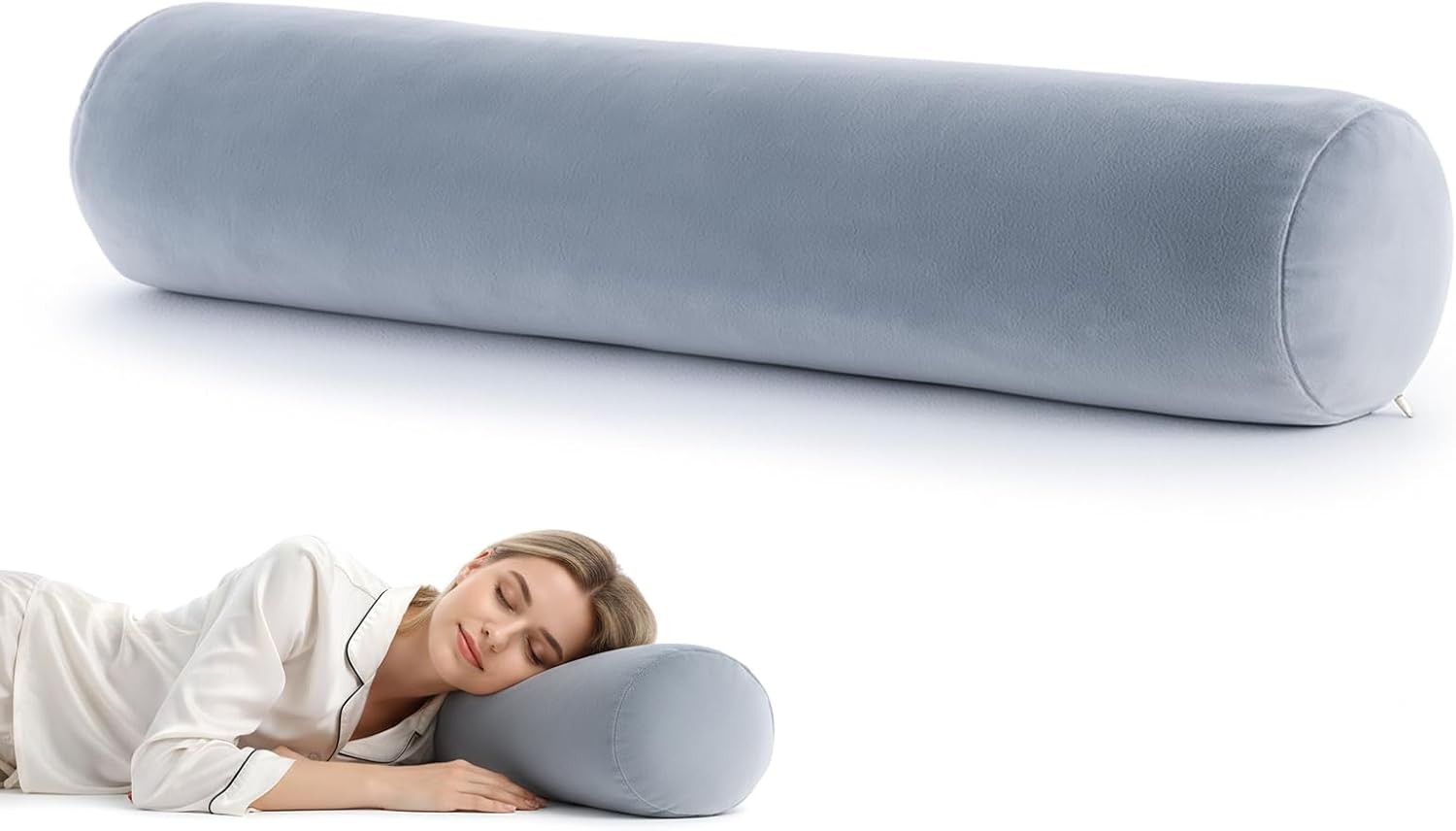 Long Round Body Pillow Cover, 7.9 x 35 Inch Soft Velvet Body Pillow Long Bodys