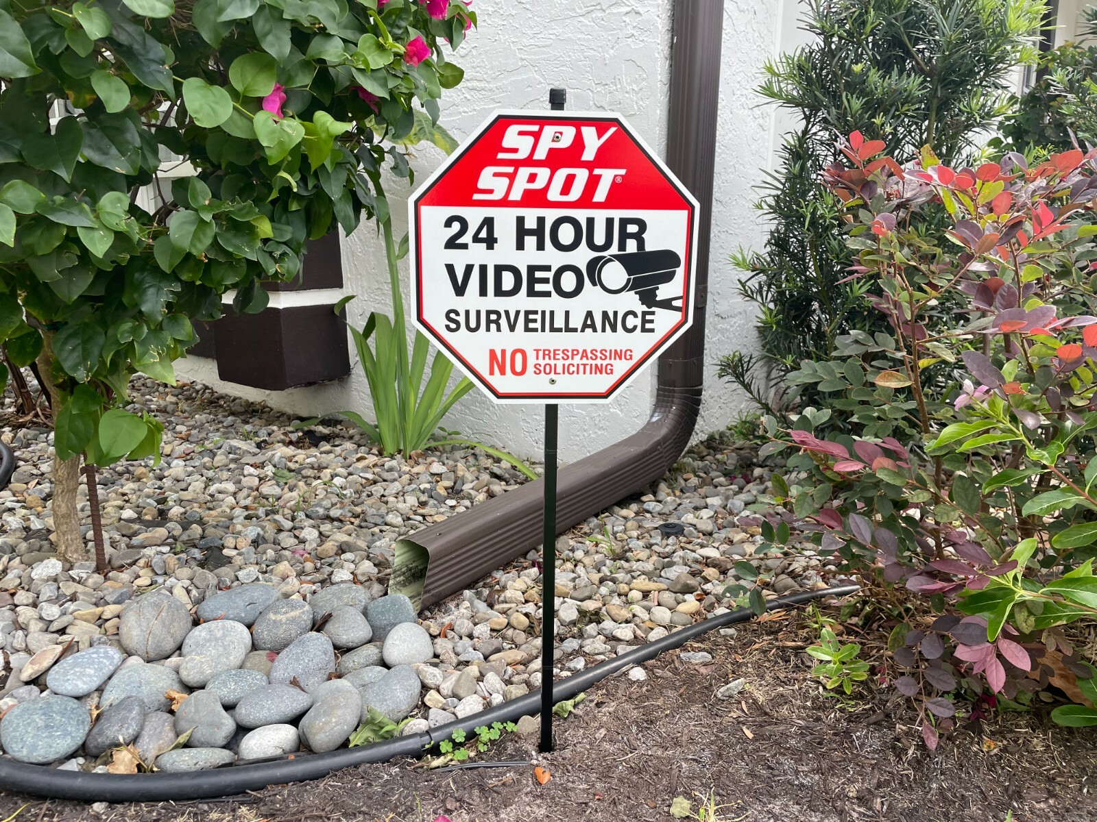 Spy Spot 2 Pack 24 Hour Video Surveillance 12" x 12" 3 Ft Aluminum Security Sign