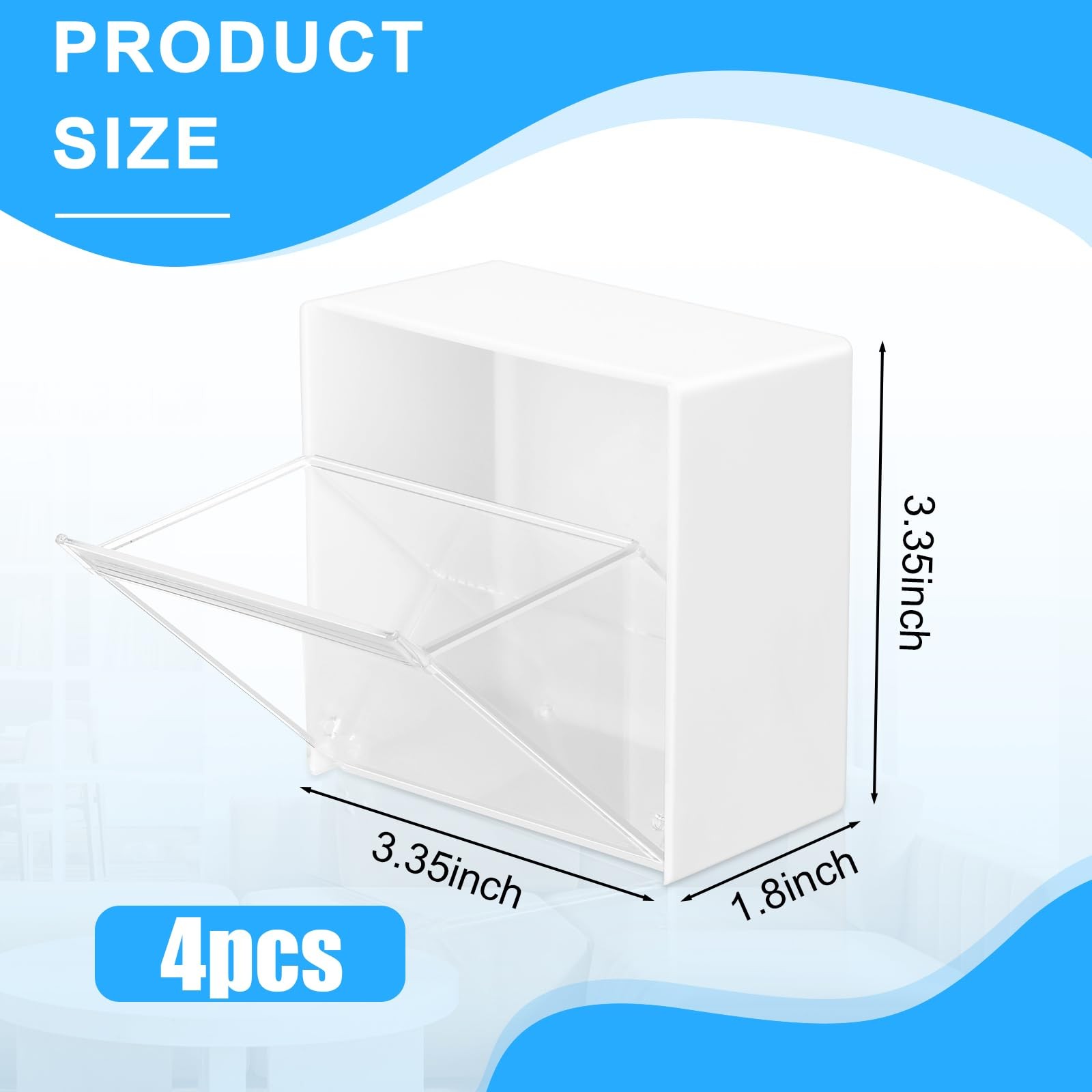 4 Pcs Small Pegboard Bins Magnetic Pegboard Containers clear Square Plastic B...