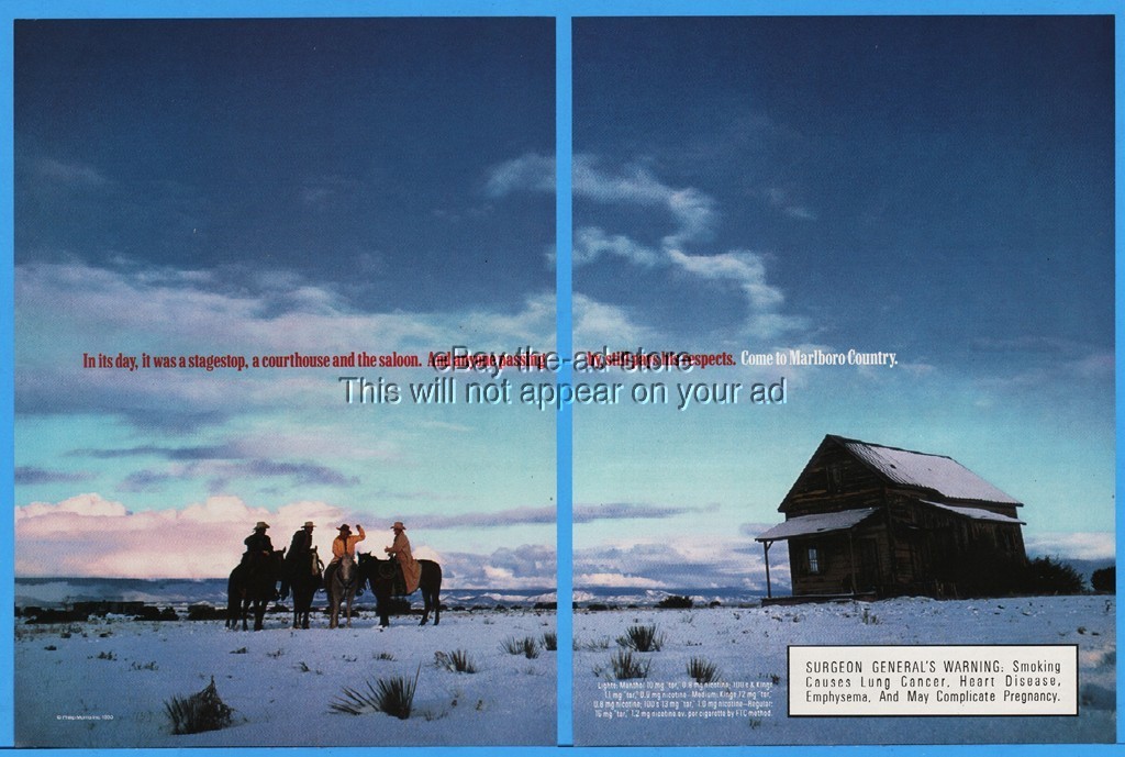 1994 Marlboro Cigarettes Cowboys Building In Middle Of Nowhere Prairie Print Ad