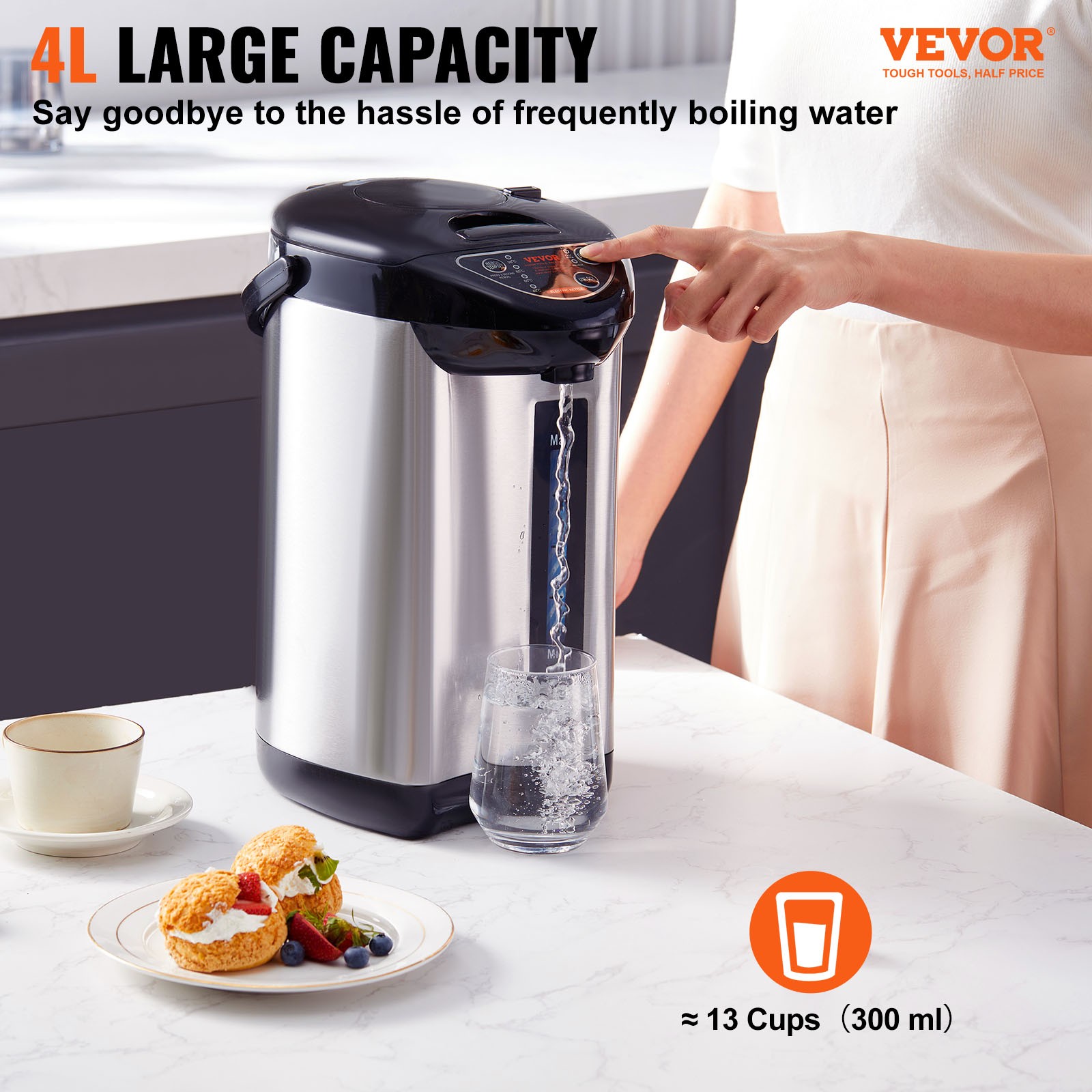 VEVOR Instant Hot Water Dispenser 4L/135oz Electric Countertop Water Dispenser