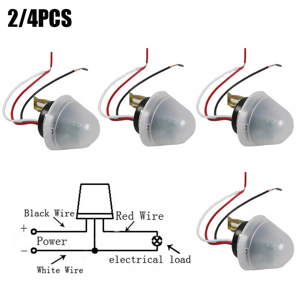 2/4pc 12V Auto On Off Outdoor Light Photocell Switch Control Dark to Dawn Sensor