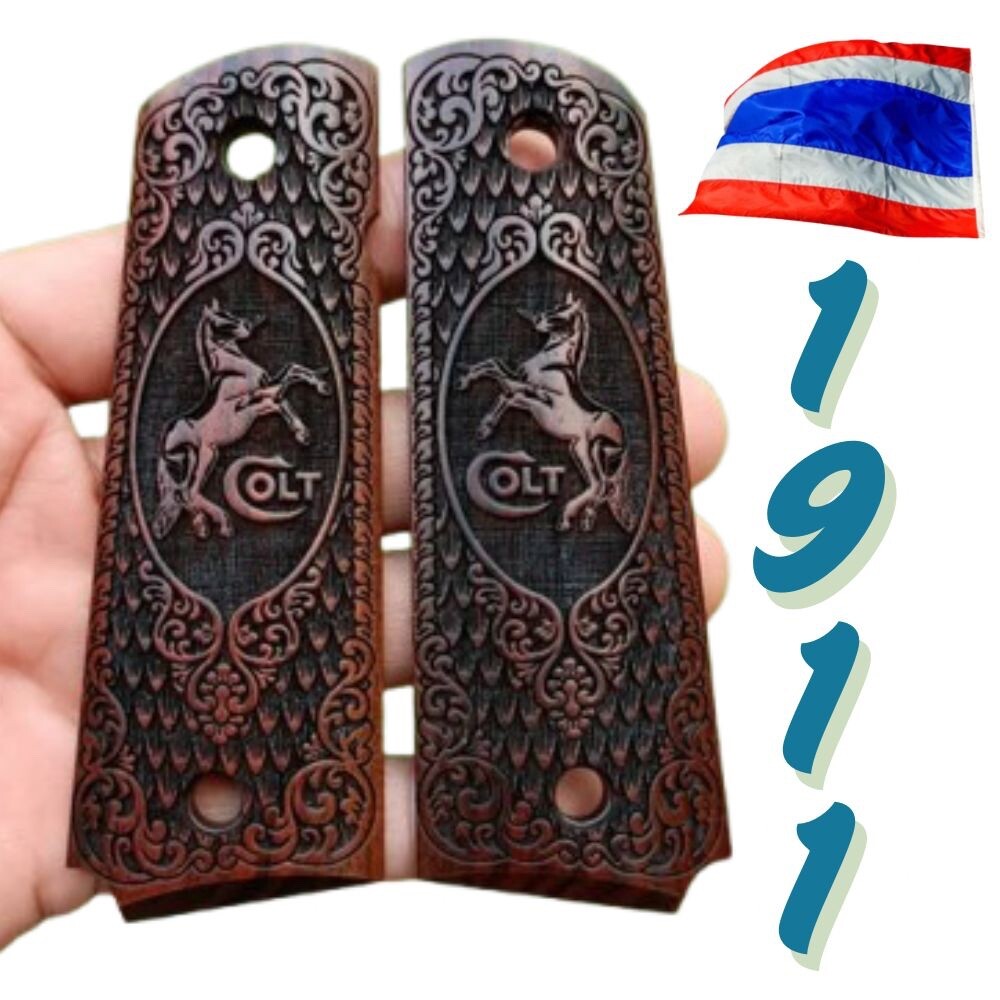 Grip for COLT 1911 full size THAI Ebony heartwood Gun Handcraft .