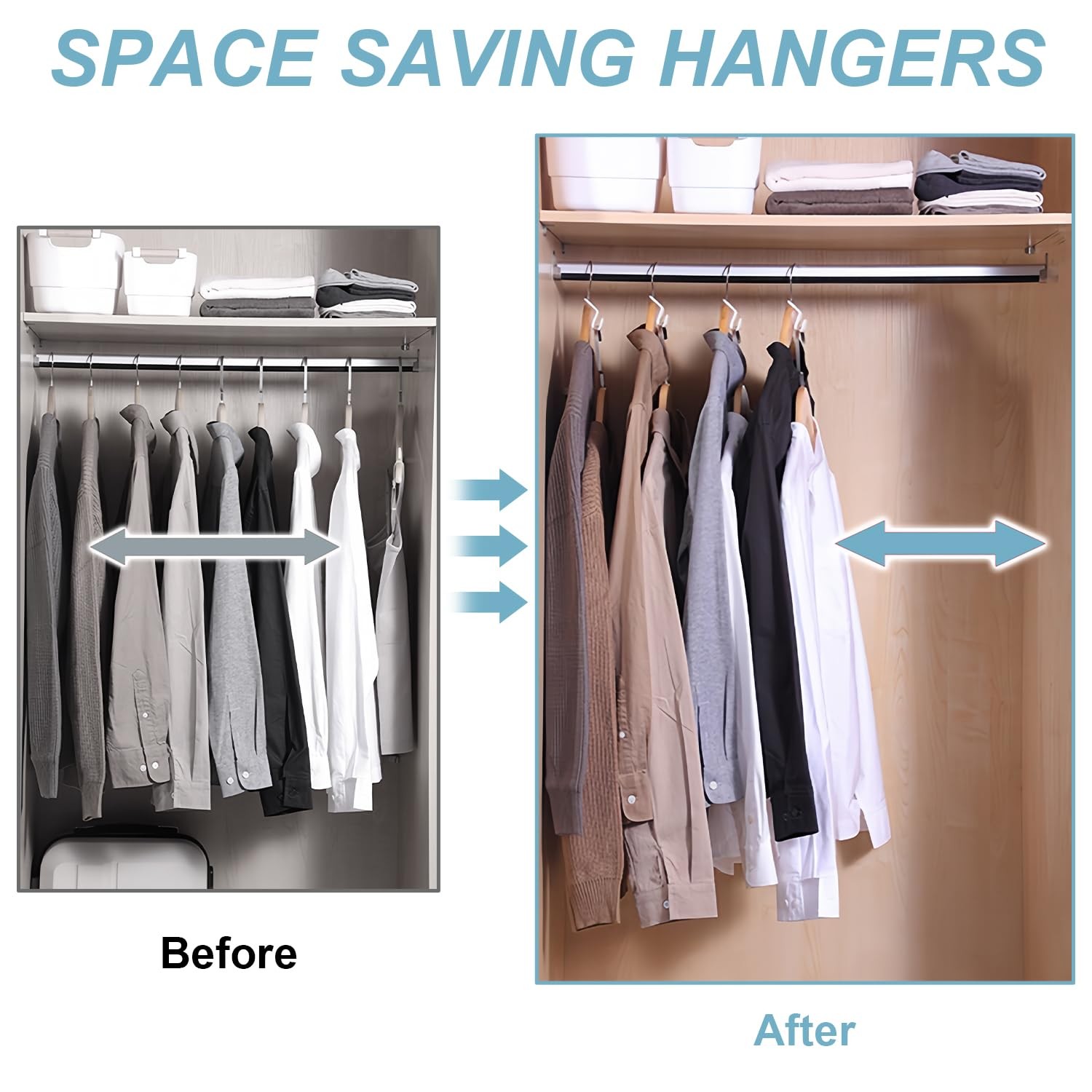 50 PCS Clothes Connector Hooks Space Saving Hanger Stacking Extender