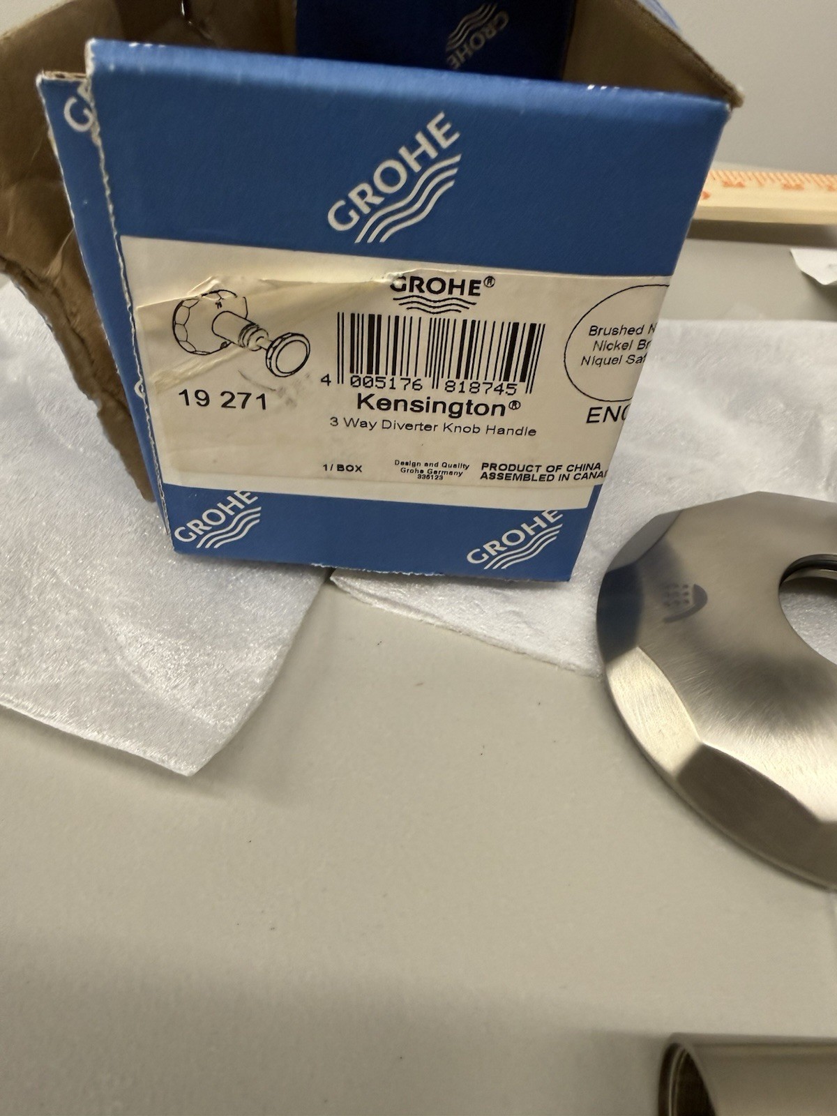 GROHE Kensington 3-Way Diverter Knob Handle, model 19 271 EN0, in Brushed Nickel