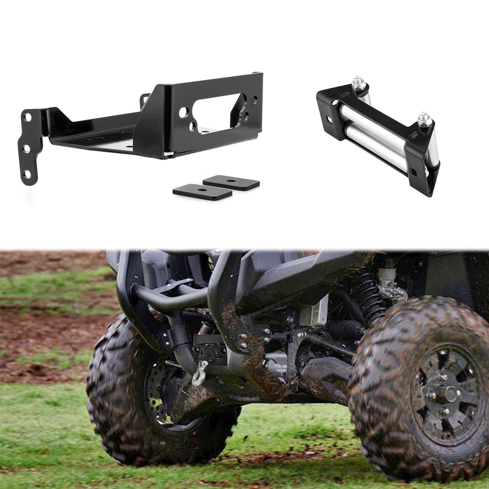 Heavy Duty Winch Mount w/6" Winch Roller Fairlead Fit Yamaha Viking /Wolverine