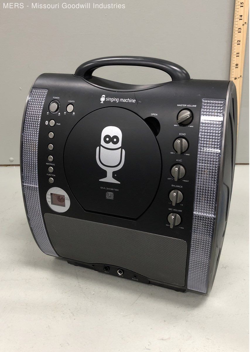 Singing Machine SML343BTBK Bluetooth CDG Karaoke Player Black LED Lights