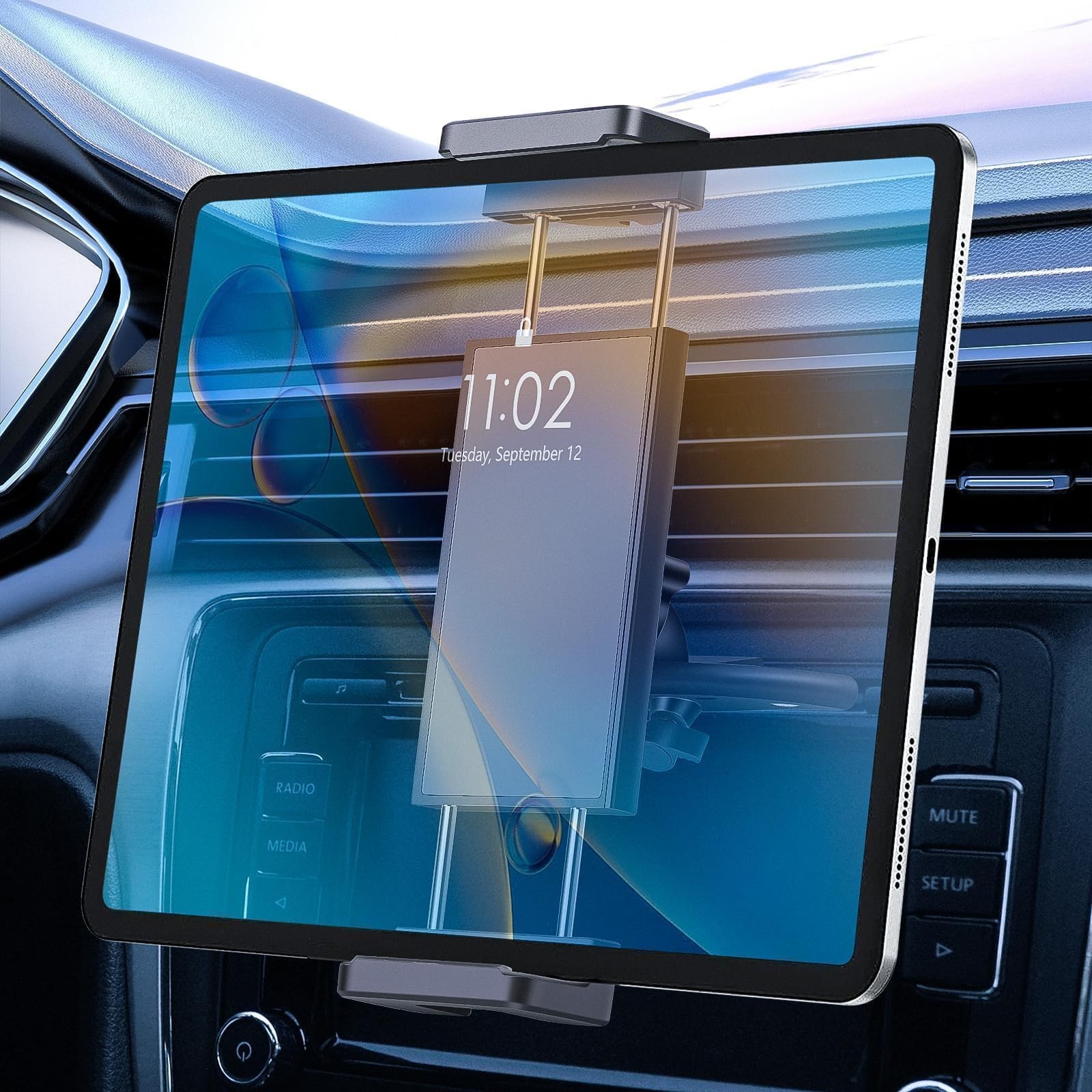 Universal Tablet CD Slot Car Mount Holder 411in 360 Rotation Black