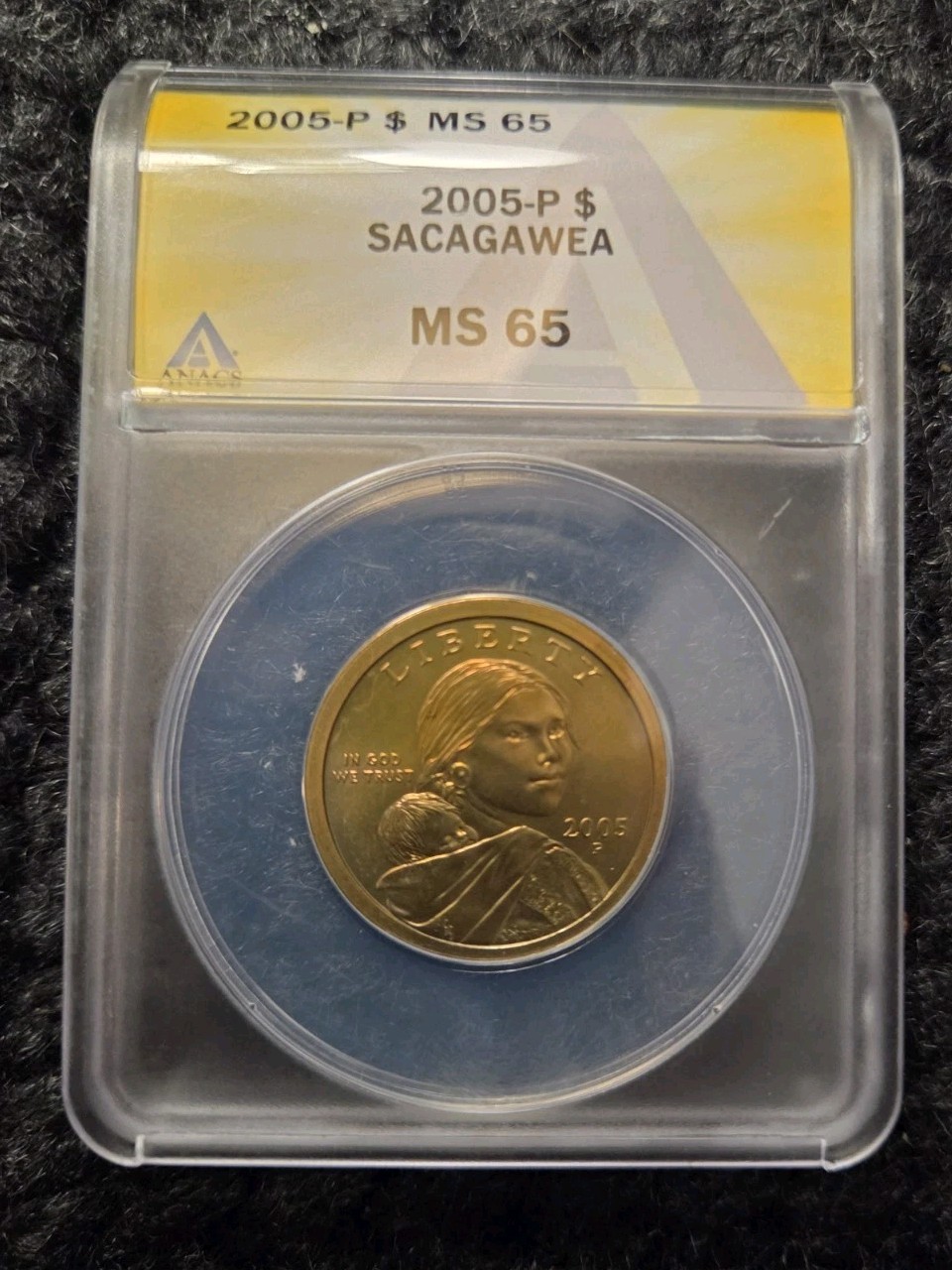 Anacs MS65 2005-P Natural Sherbert tone Sacagawea $1