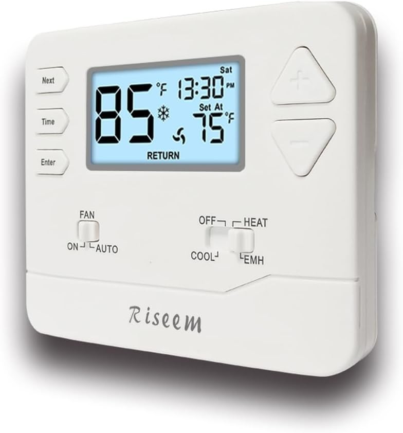 White Non Programmable Heat Pump Thermostat For 2 Heat 1 Cool Systems