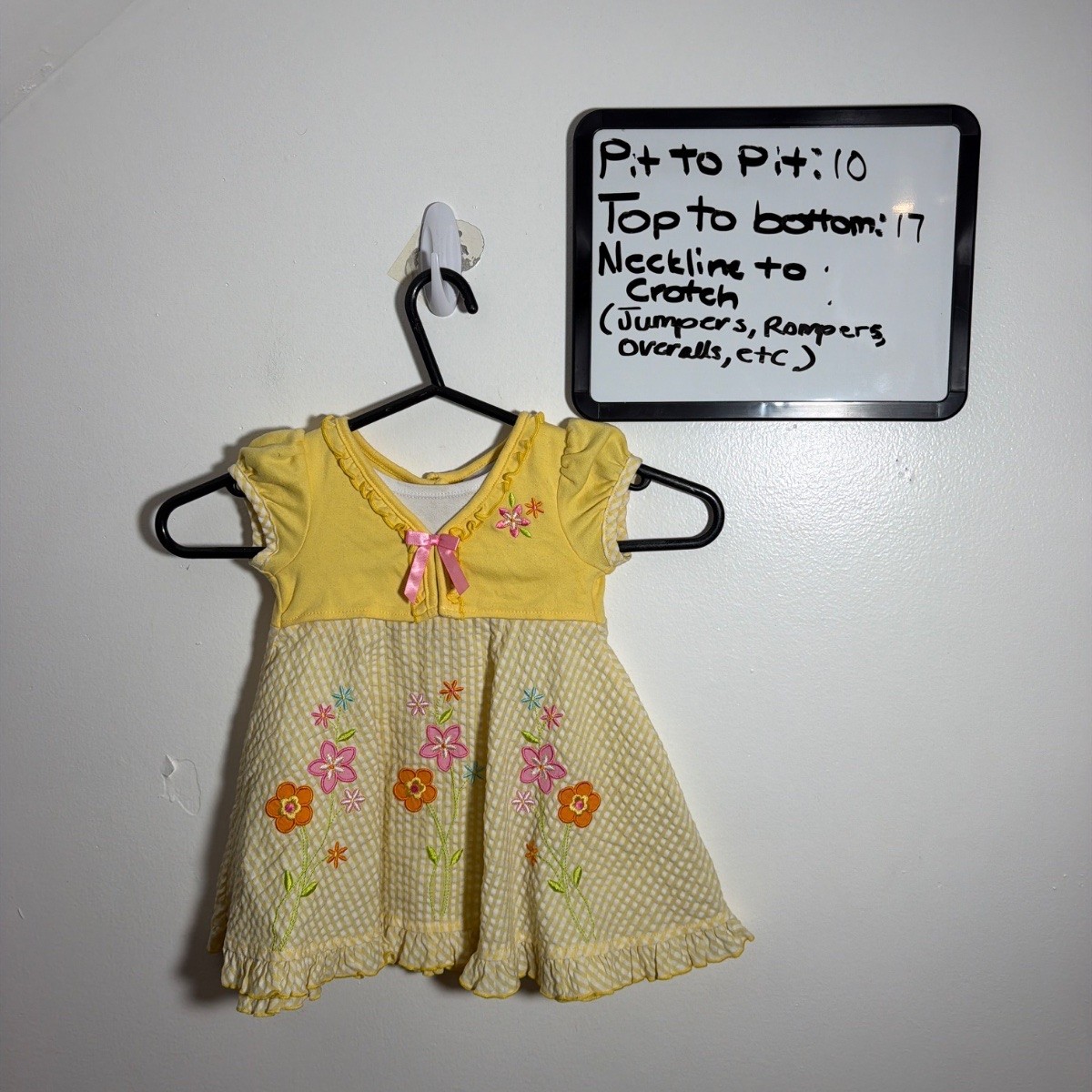 Youngland Baby Girl Floral Dress 18M Yellow Embroidered