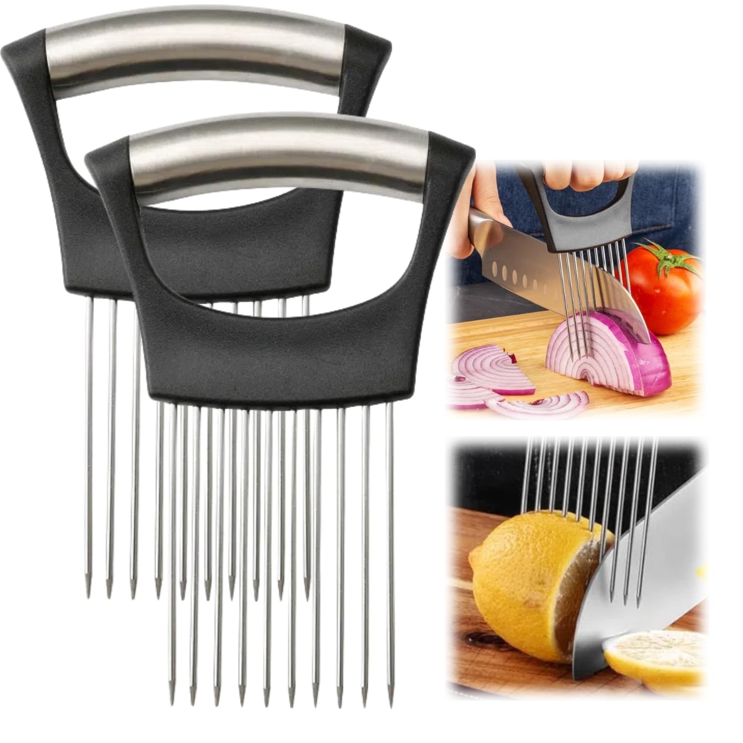 Onion Slice Holder, 2024 New Stainless Steel Holder for Slicing, Chopper Assi...