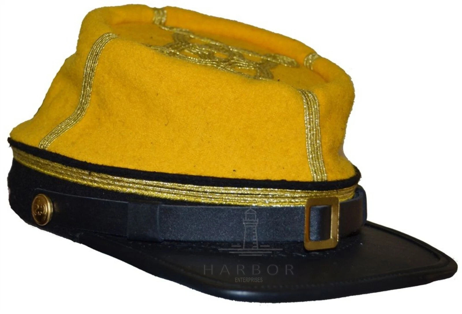 CS Civil War Officer Kepi - Yellow with 3 Rows Gold Braid, All Sizes Available