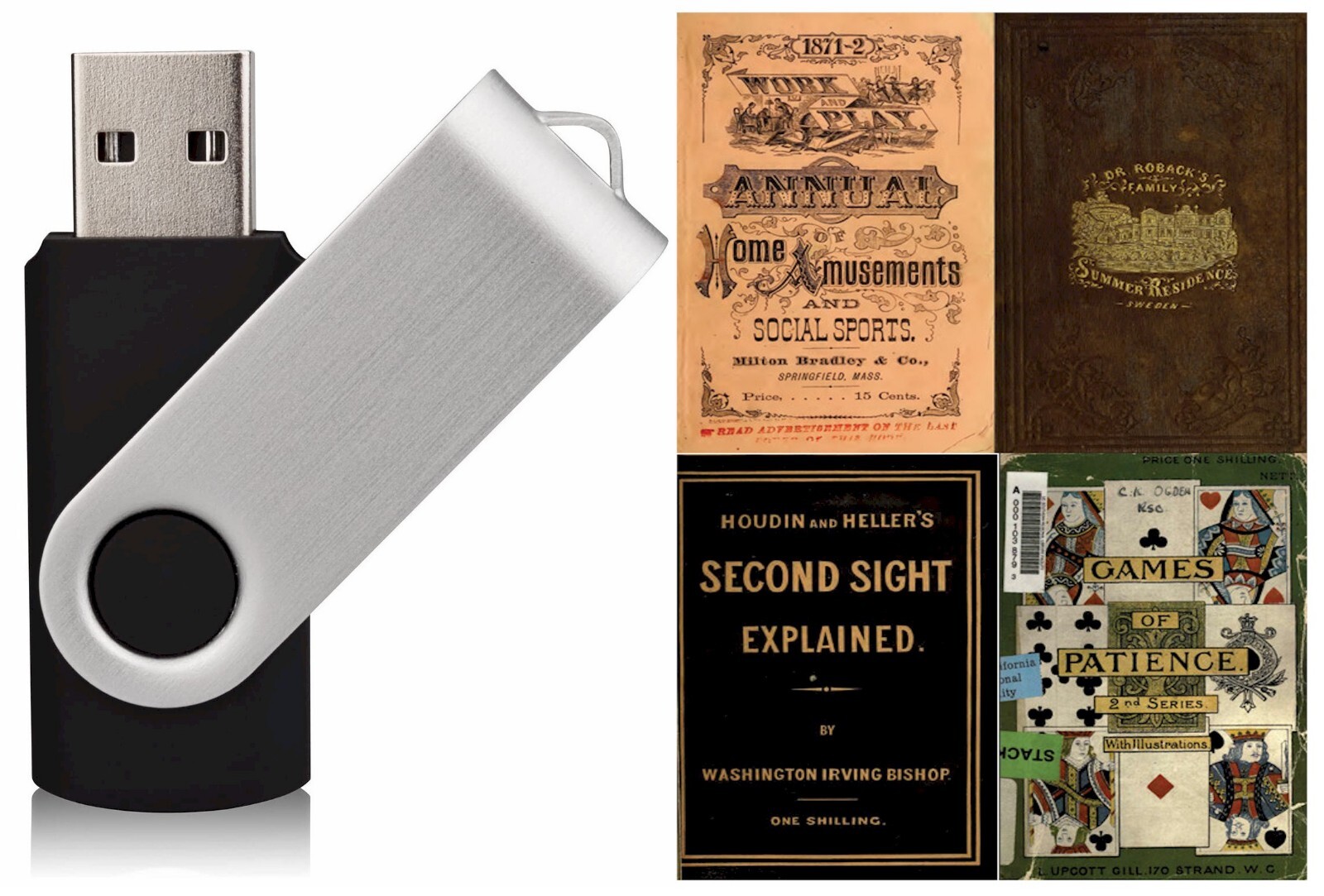40 Old Books on Magic Conjuring Gambling Hypnoses Witchcraft Occult on USB