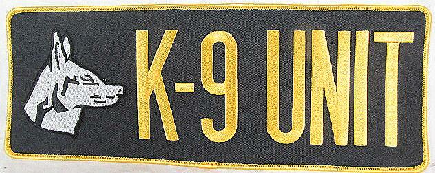 Police K9 UNIT Embroidered Patch Rectangle Large Gold Blue Dog  NEW 10.75"x 4"