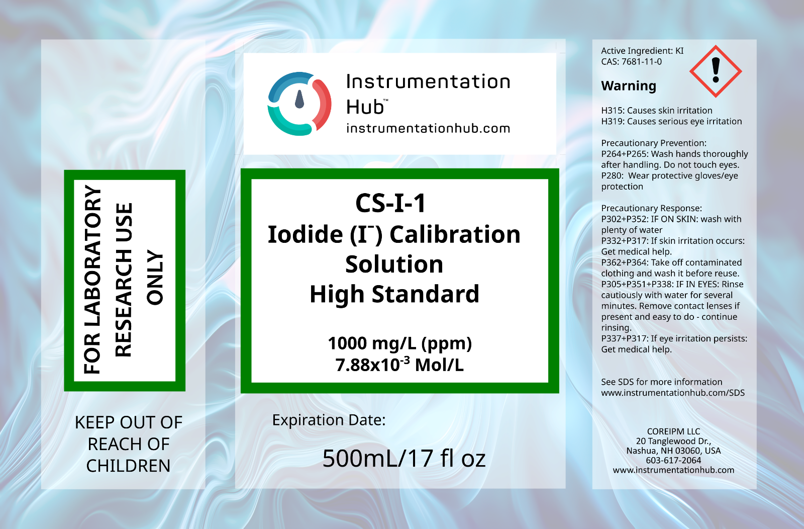 INSTRUMENTATIONHUB Iodide (I-) ISE Calibration Solution Set (2x17floz/2x500mL)